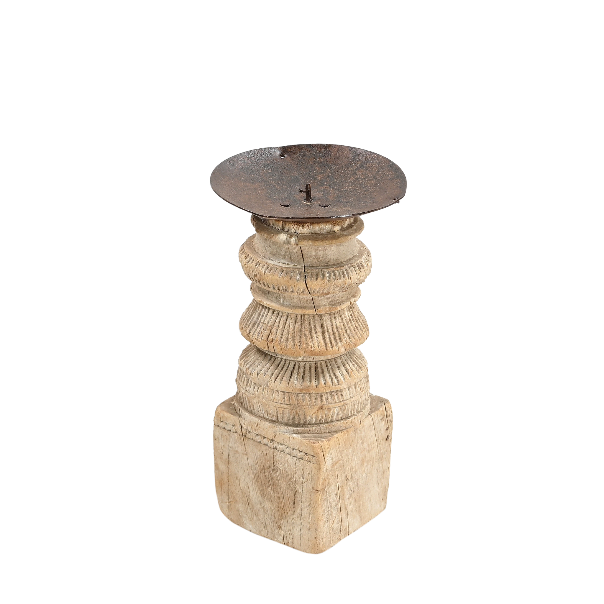 Momabatti - Bougeoir en bois clair sculpté nº199
