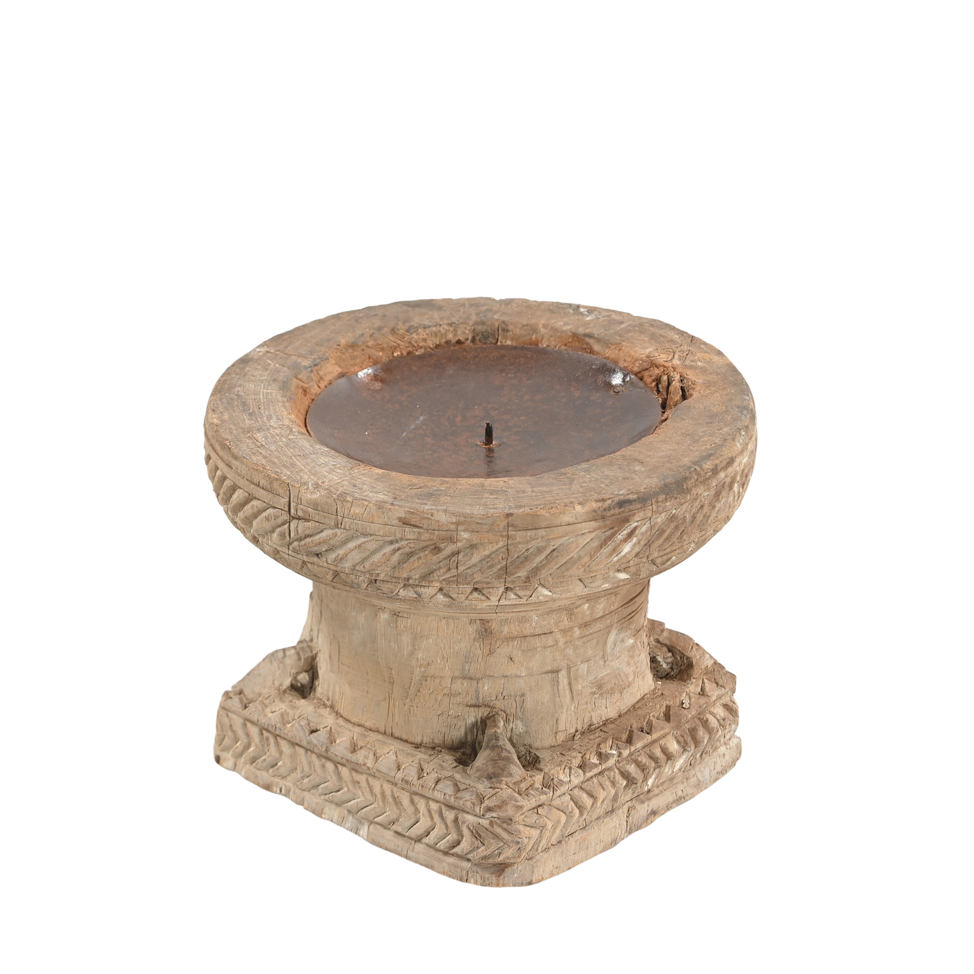 Bijani - Old wooden candle holder n°34