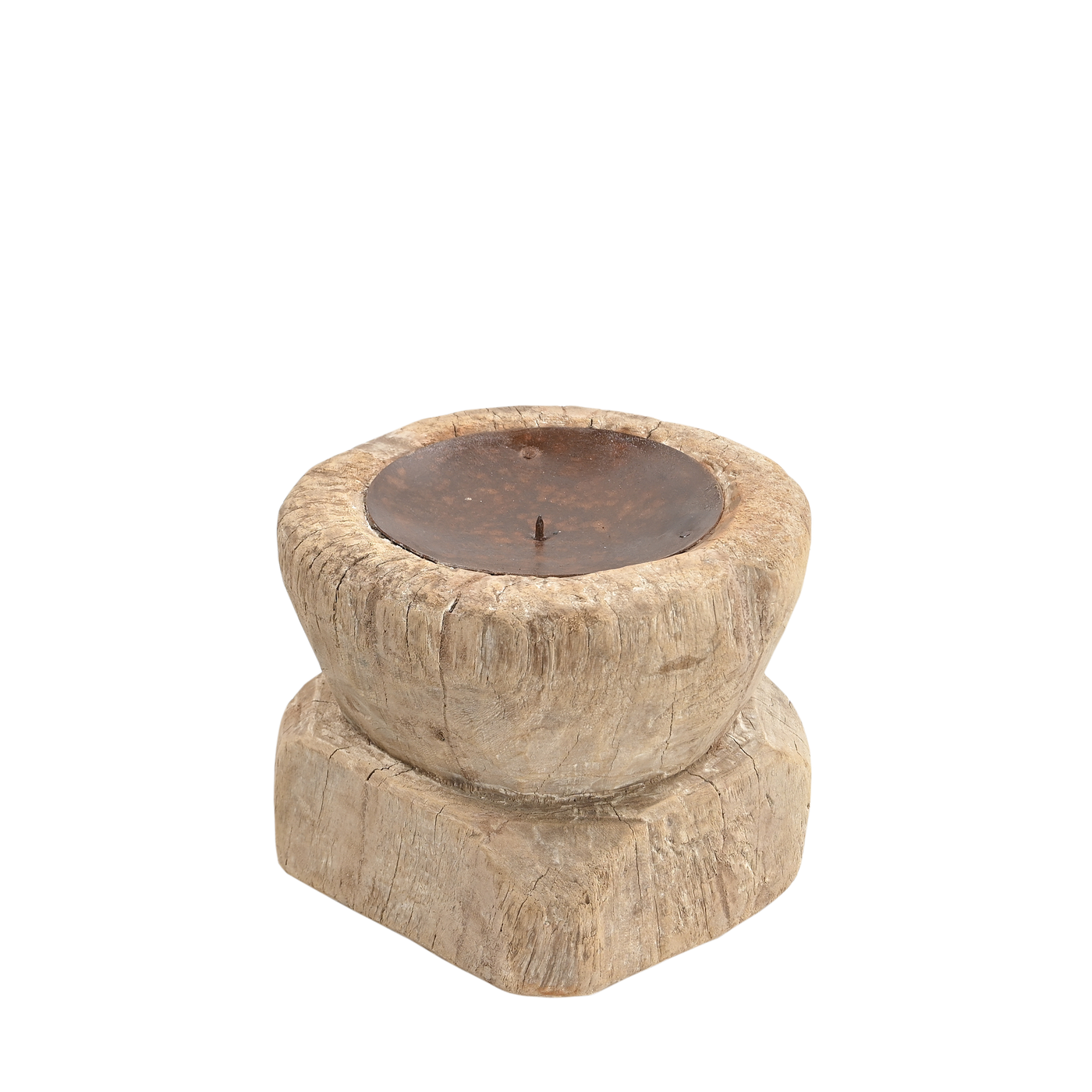 Bijani - Old wooden candle holder n°35