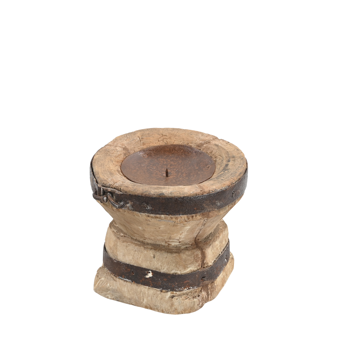 Bijani - Old wooden candle holder n°36