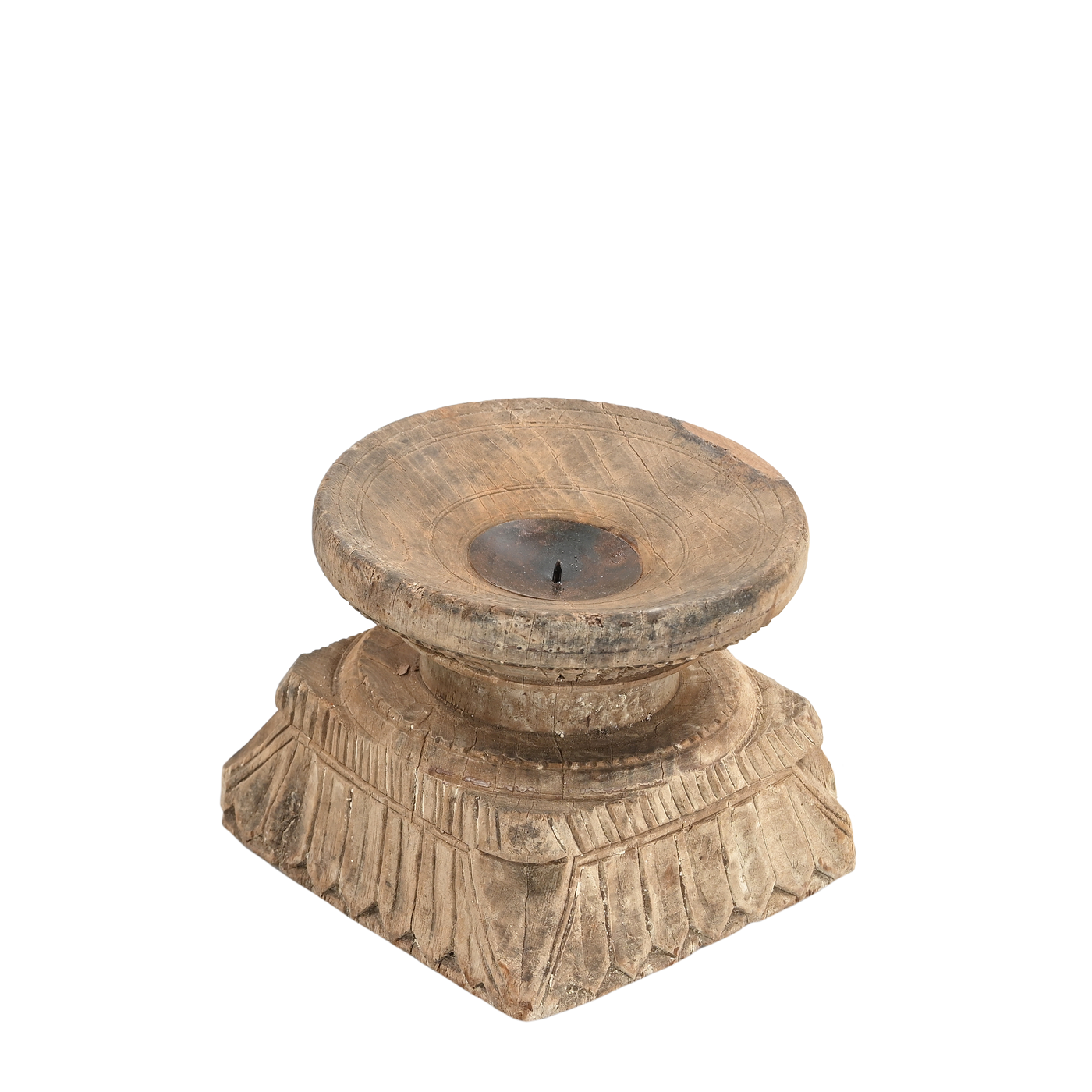 Bijani - Old wooden candle holder n°39