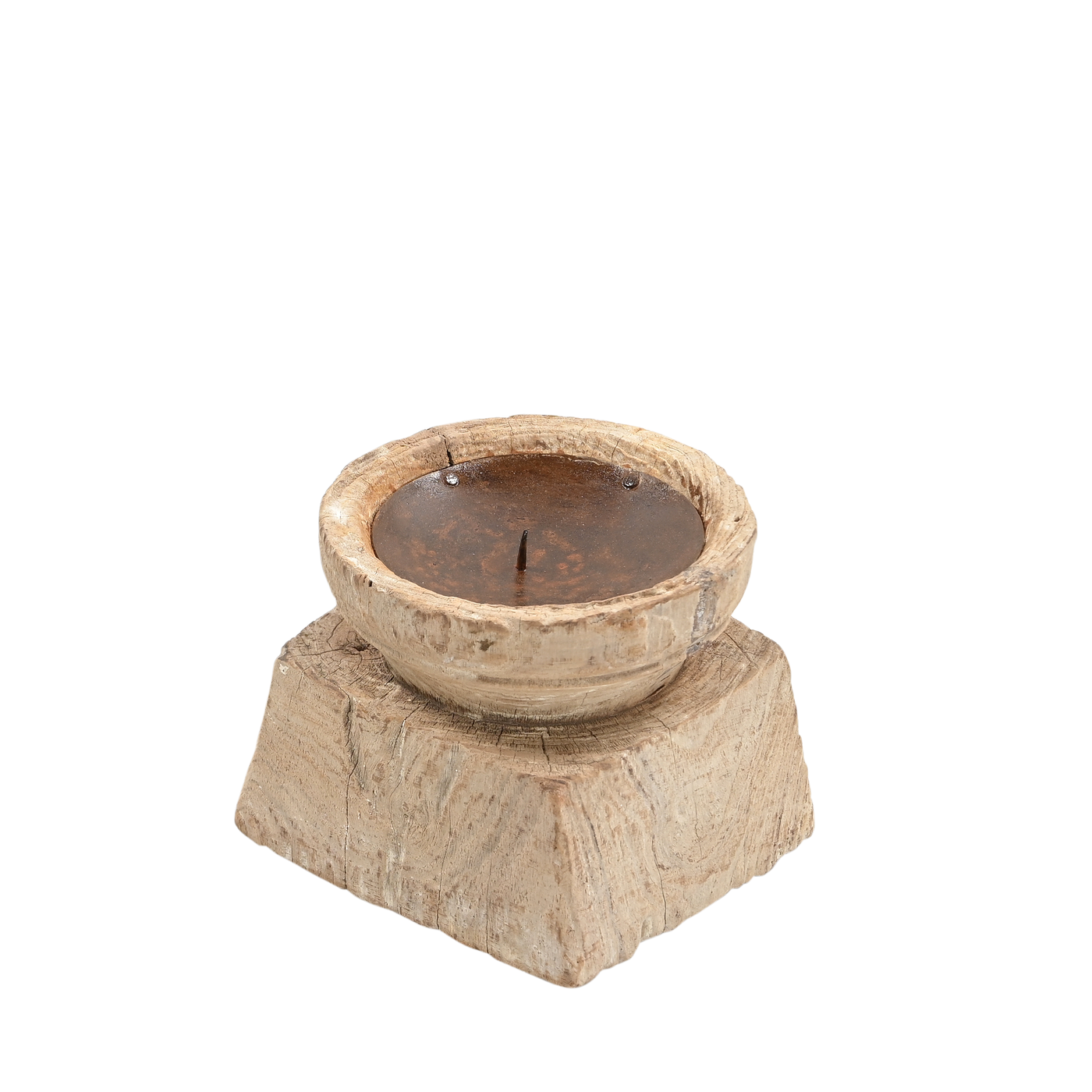 Bijani - Old wooden candle holder n°41