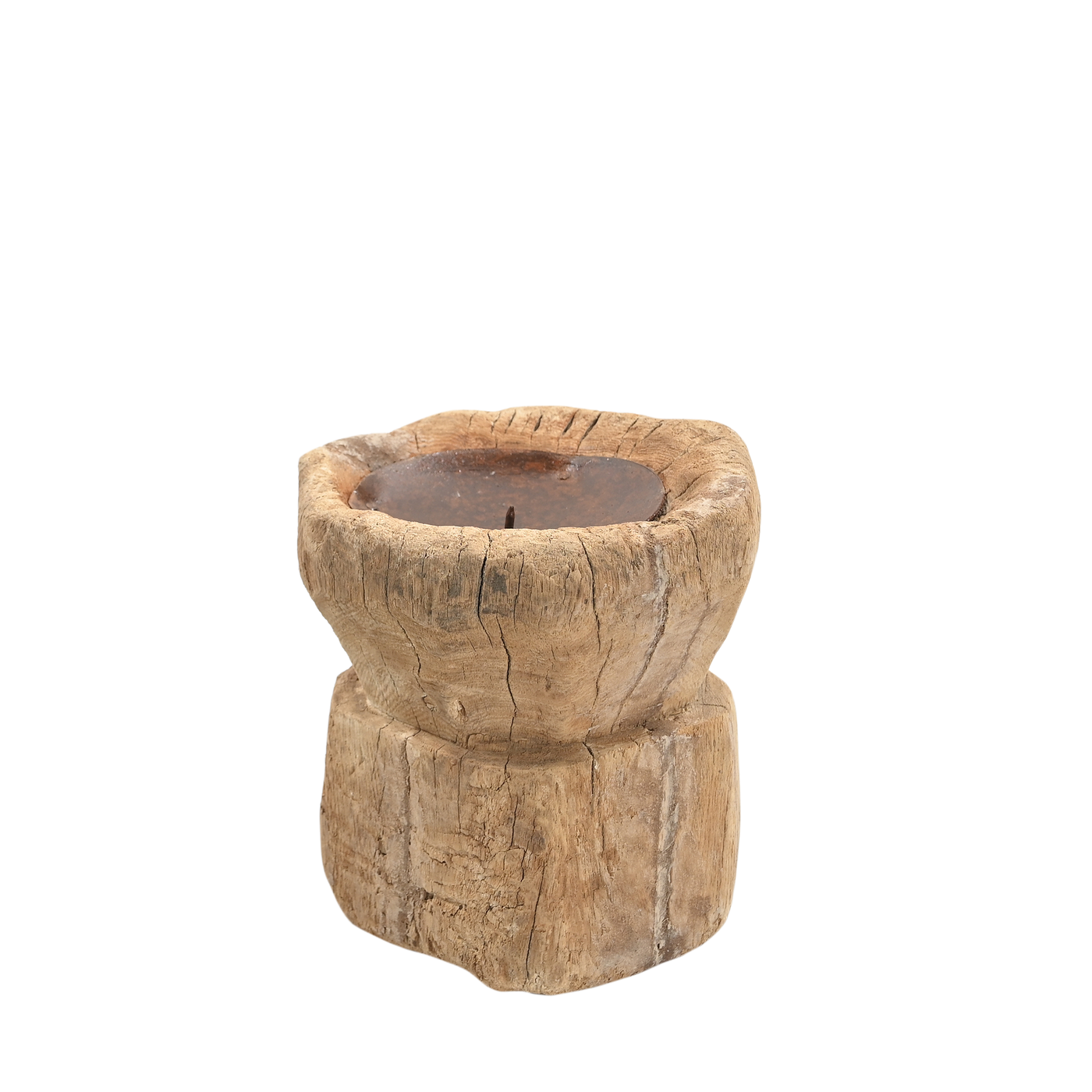 Bijani - Old wooden candle holder n°70