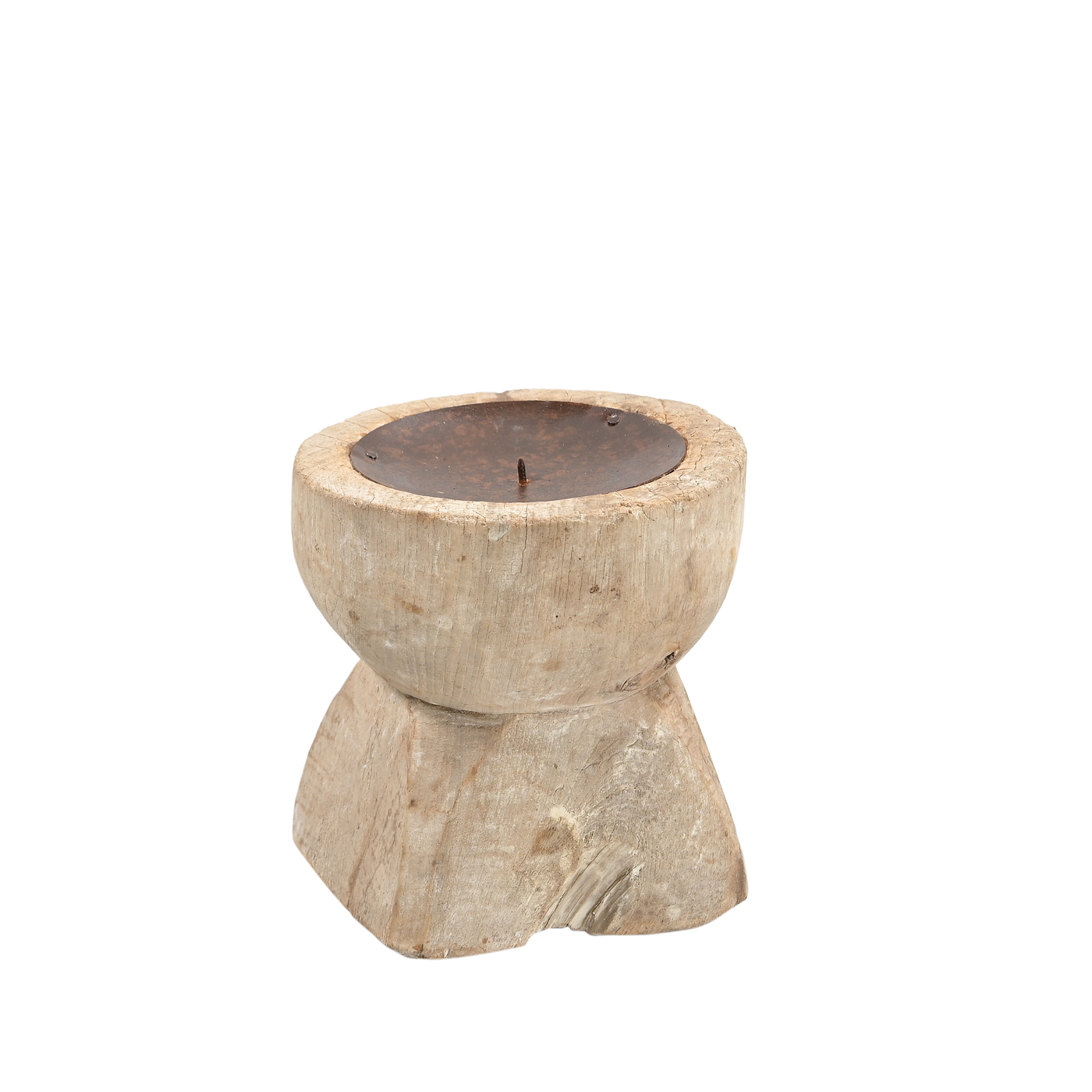Bijani - Old wooden candle holder n°71