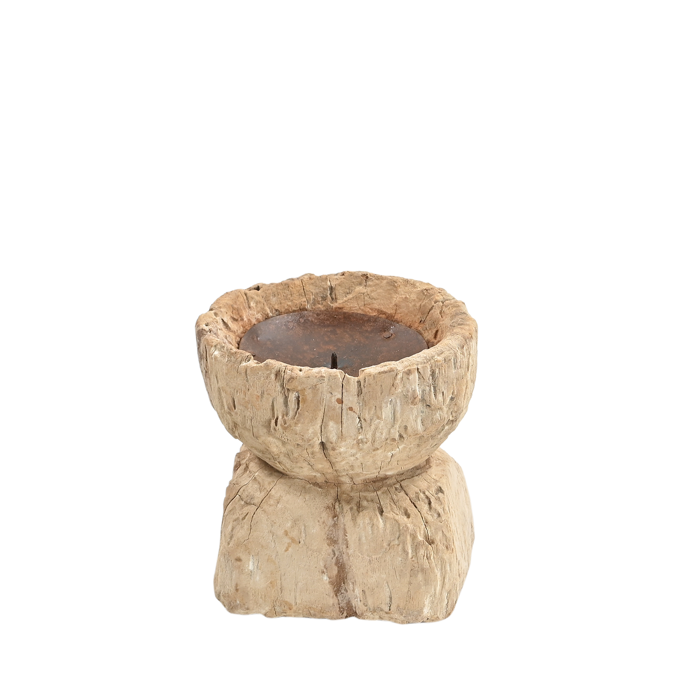 Bijani - Old wooden candle holder n°60