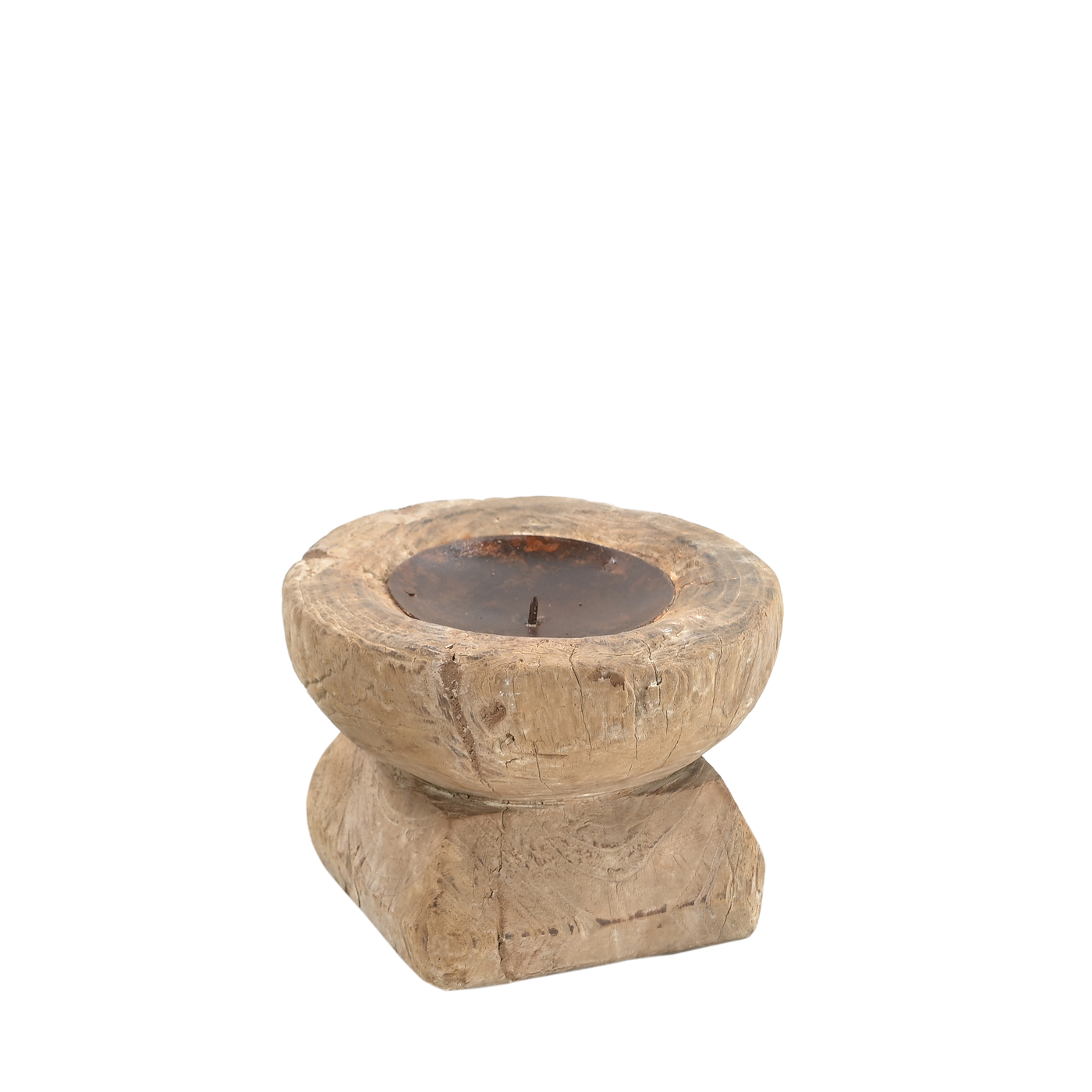 Bijani - Old wooden candle holder n°61