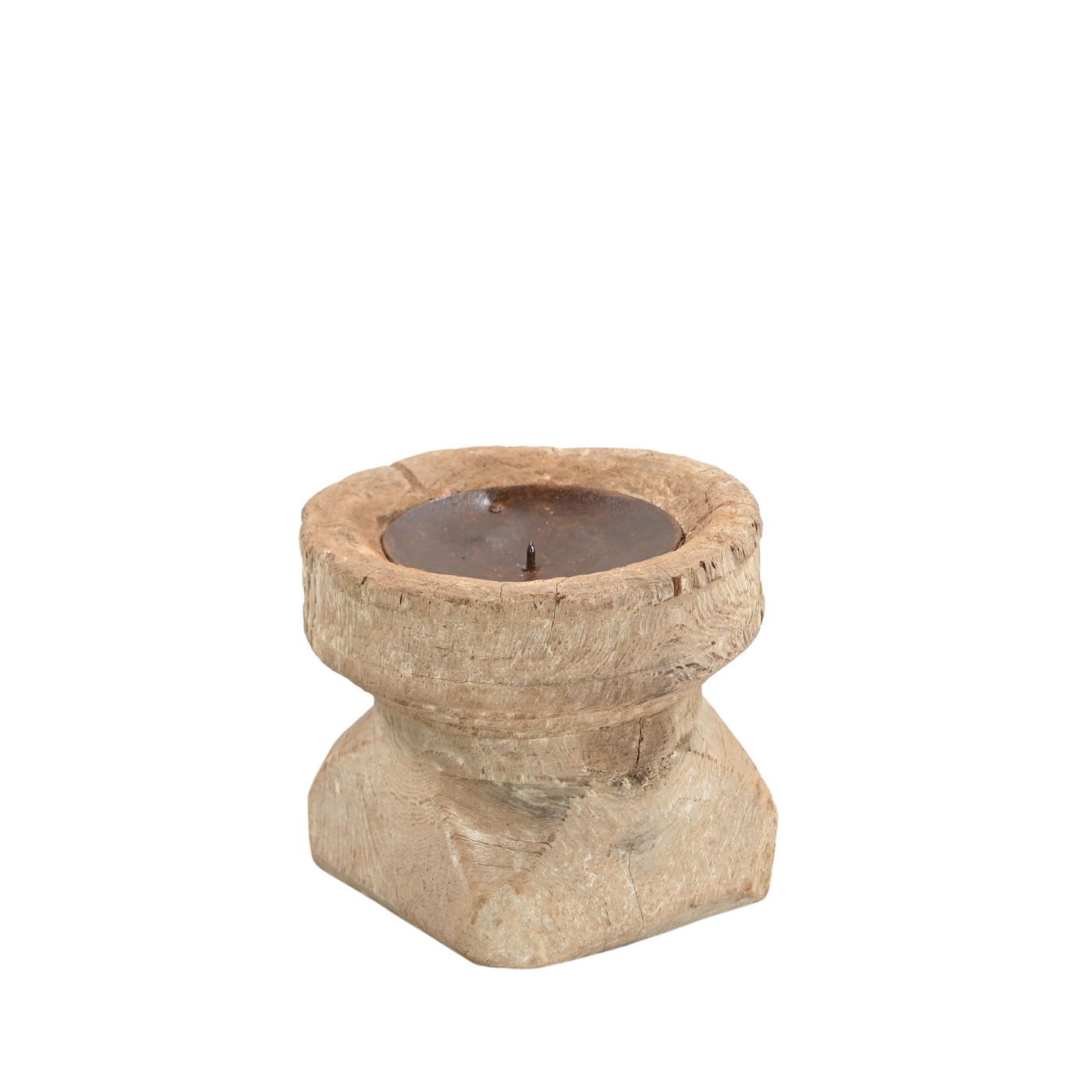 Bijani - Old wooden candle holder n°63
