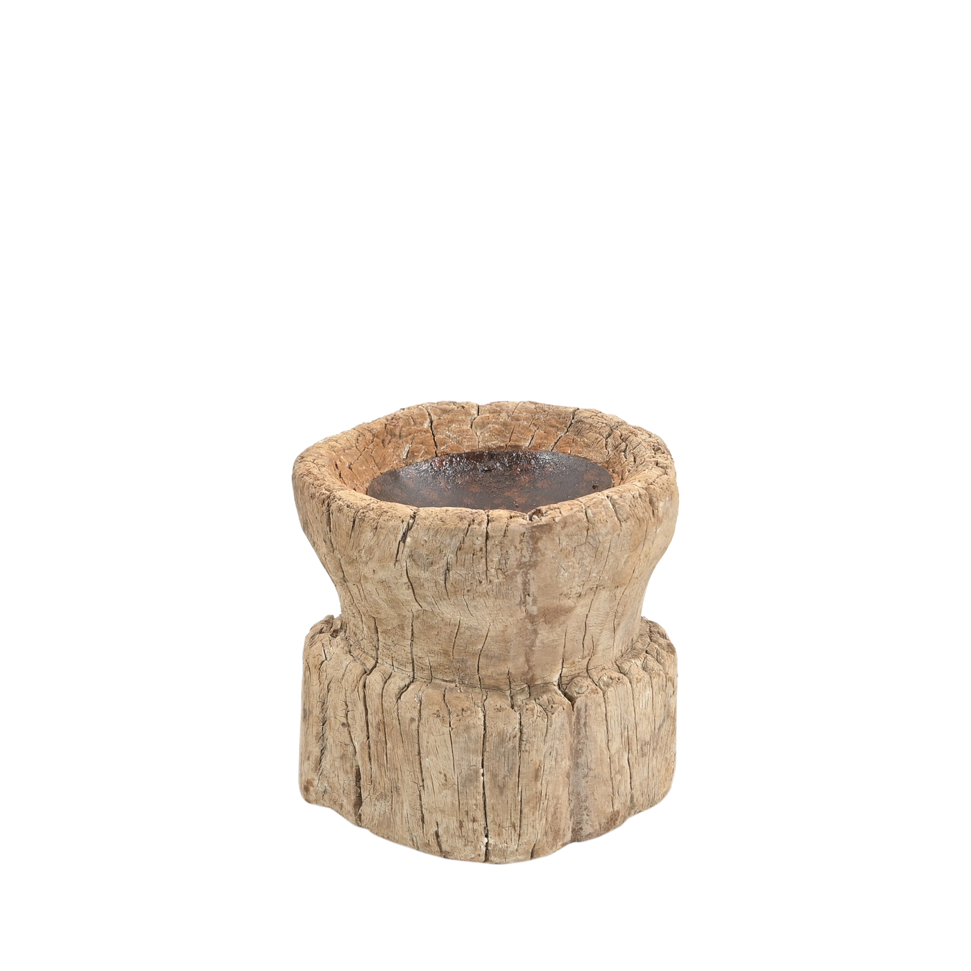 Bijani - Old wooden candle holder n°64