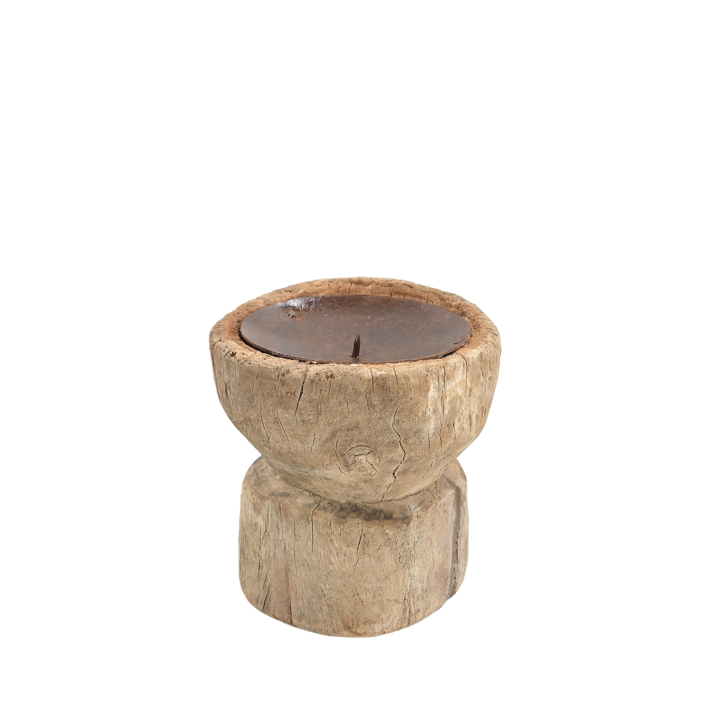 Bijani - Old wooden candle holder n°65