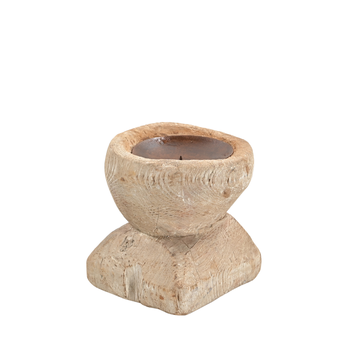 Bijani - Old wooden candle holder n°67