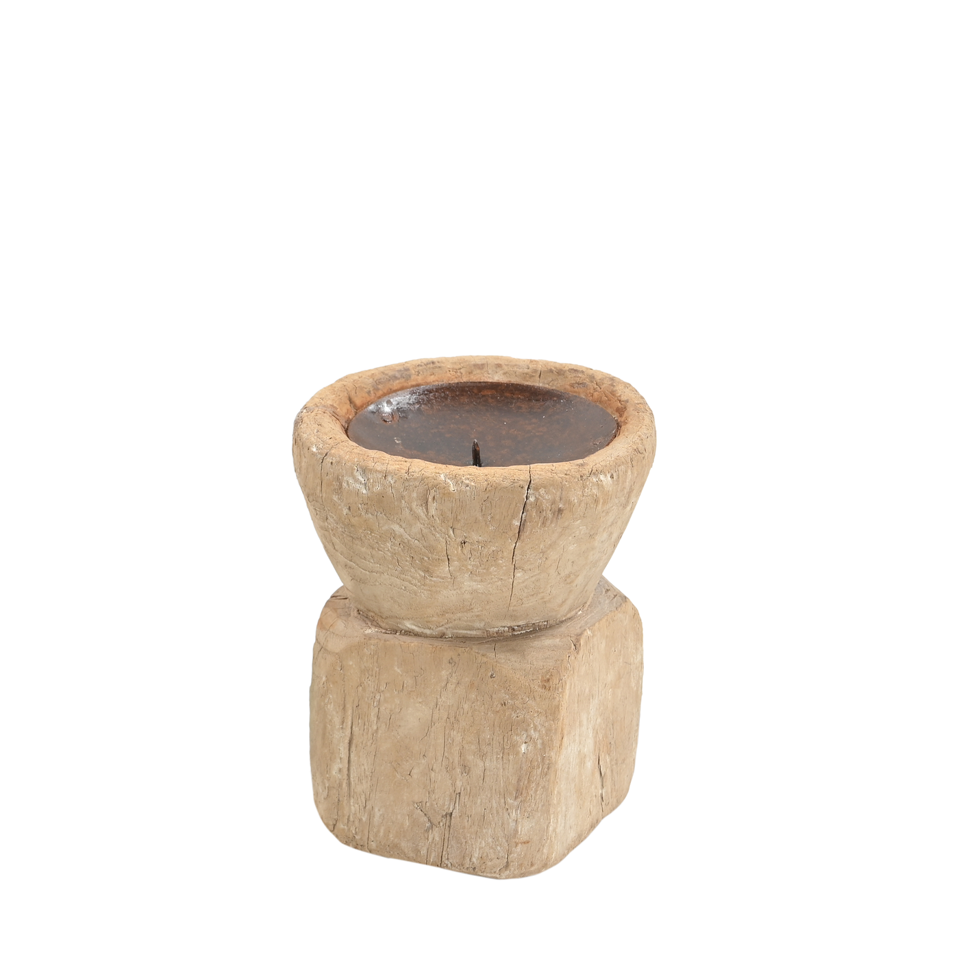 Bijani - Old wooden candle holder n°68