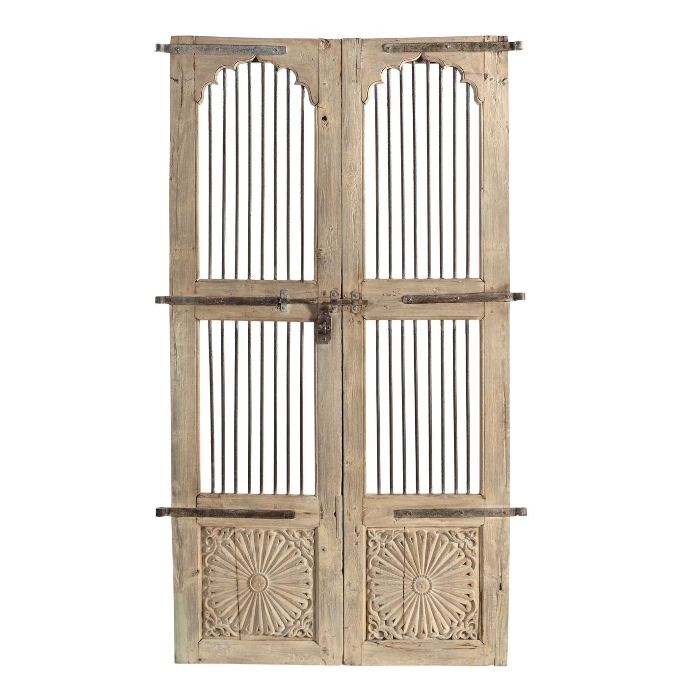 Sujasar - Carved Indian door with iron bars n°4