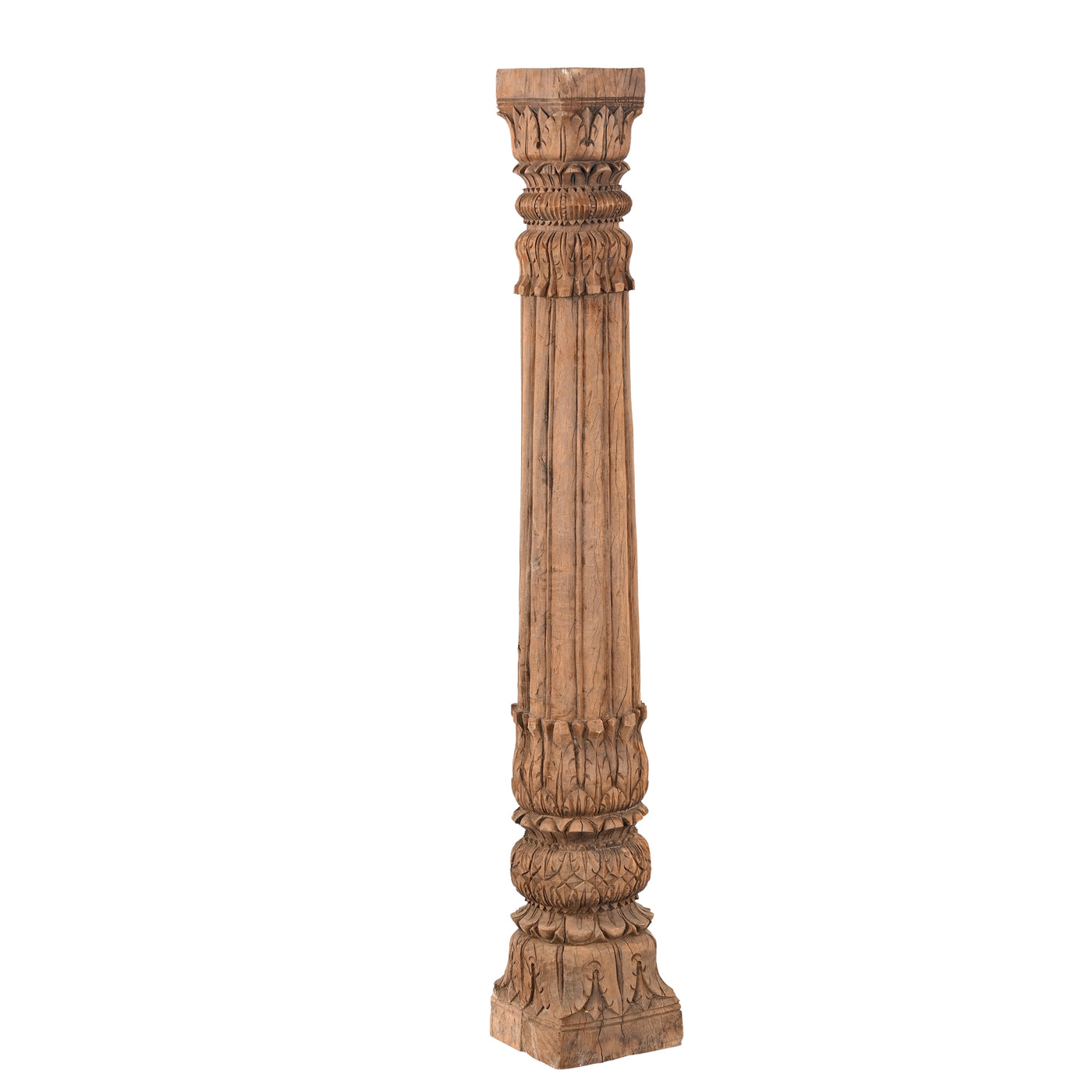 Rajmathai - Indian pillar in sculpted teak n ° 1