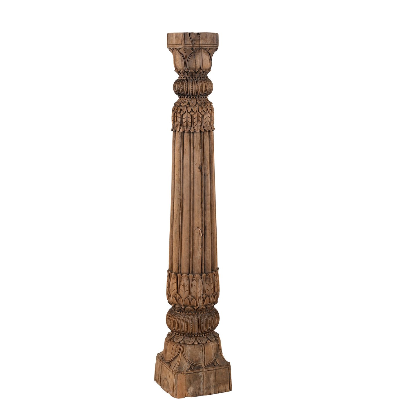 Rajmathai - Indian pillar in sculpted teak n ° 3