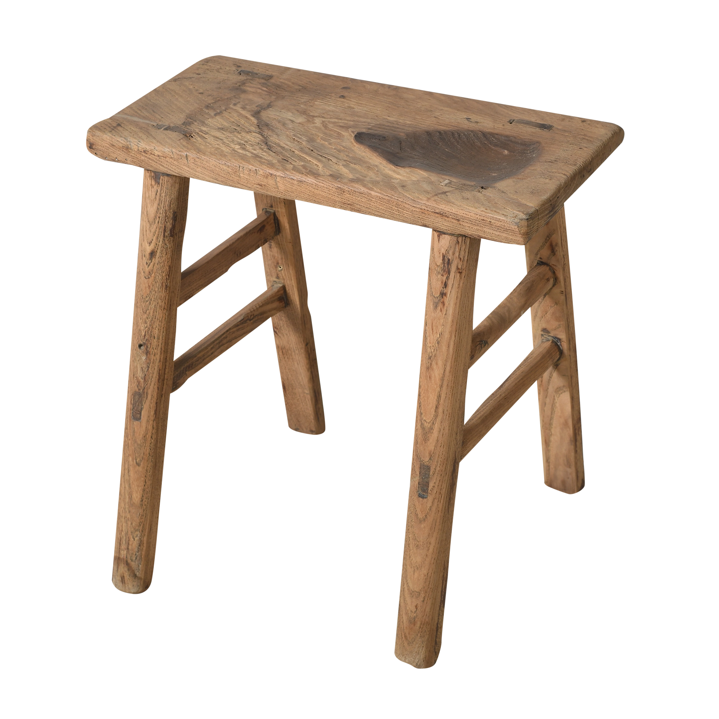 Zin - Tabouret chinois ancien en orme n°7 - vue 2