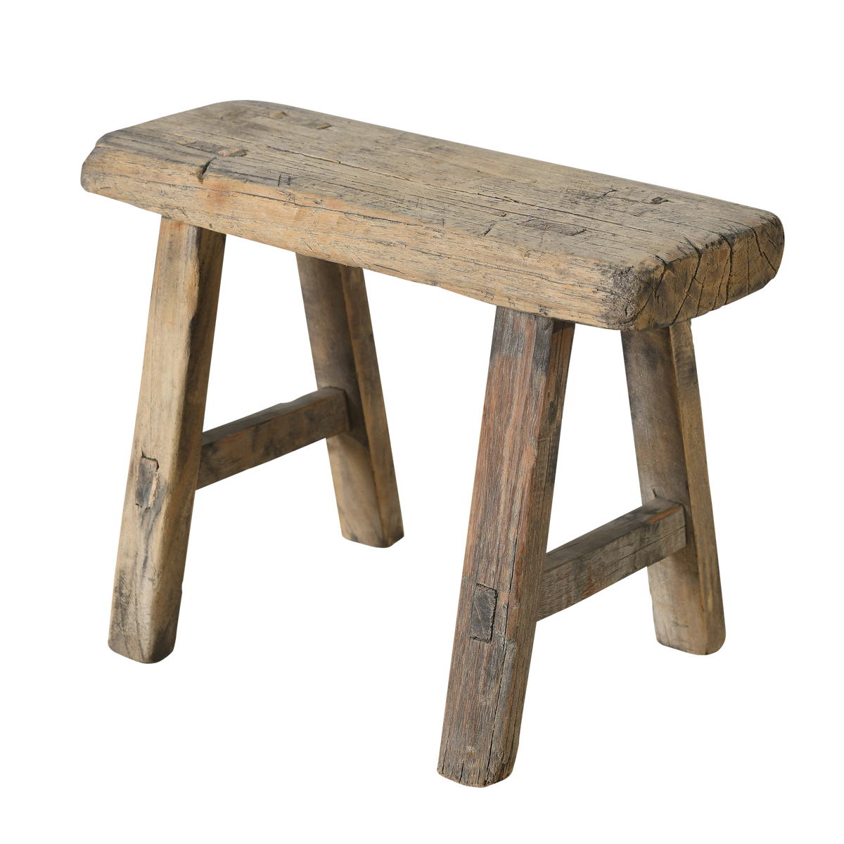 Nuo - Mini tabouret ancien en orme n°26 - vue 2