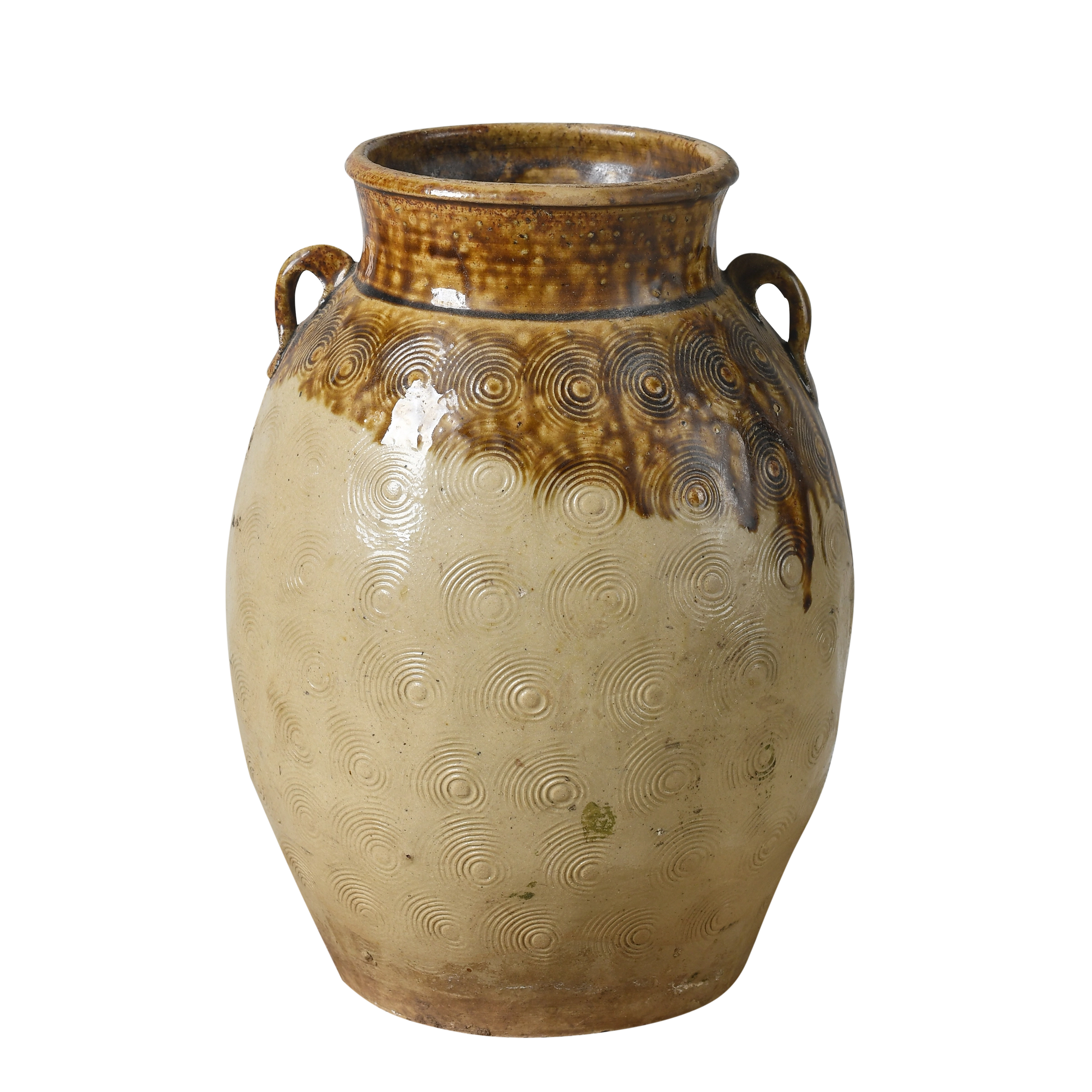 Zhenli – Pot ancien en grès à motifs concentriques n°13