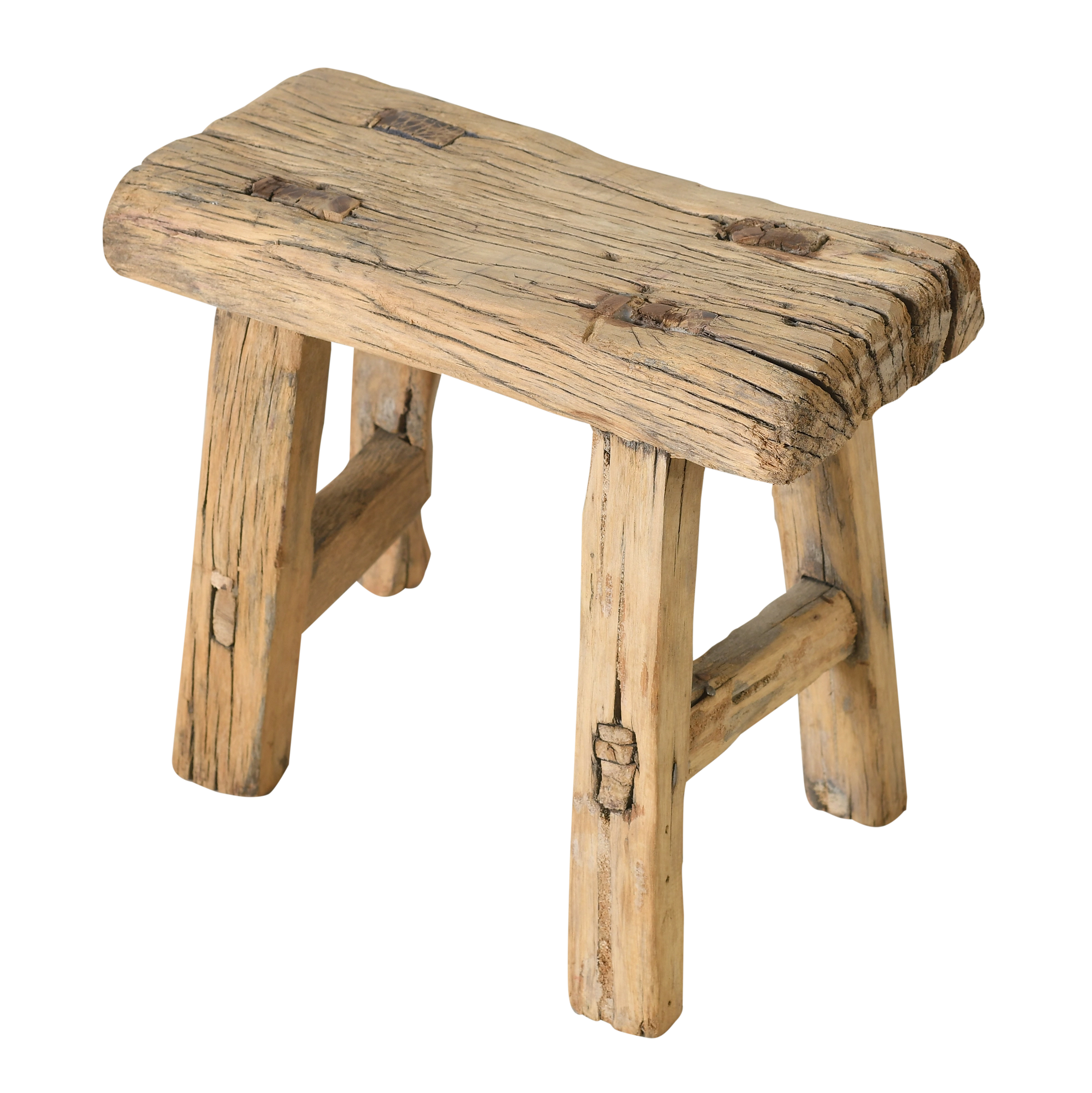 Nuo - Mini tabouret ancien en orme n°76 - vue 2