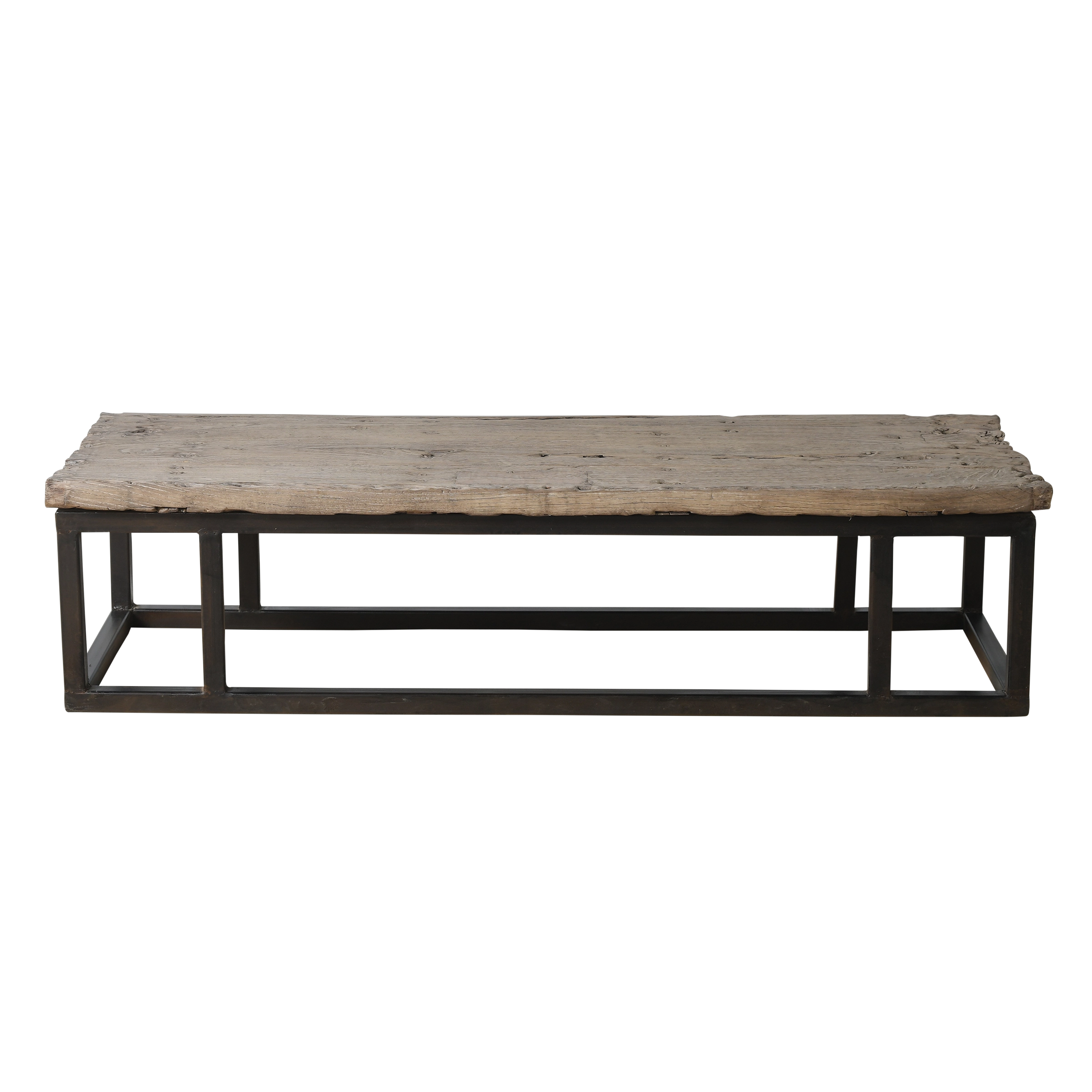 Guyuan – Table basse en orme ancien et structure en métal n°2