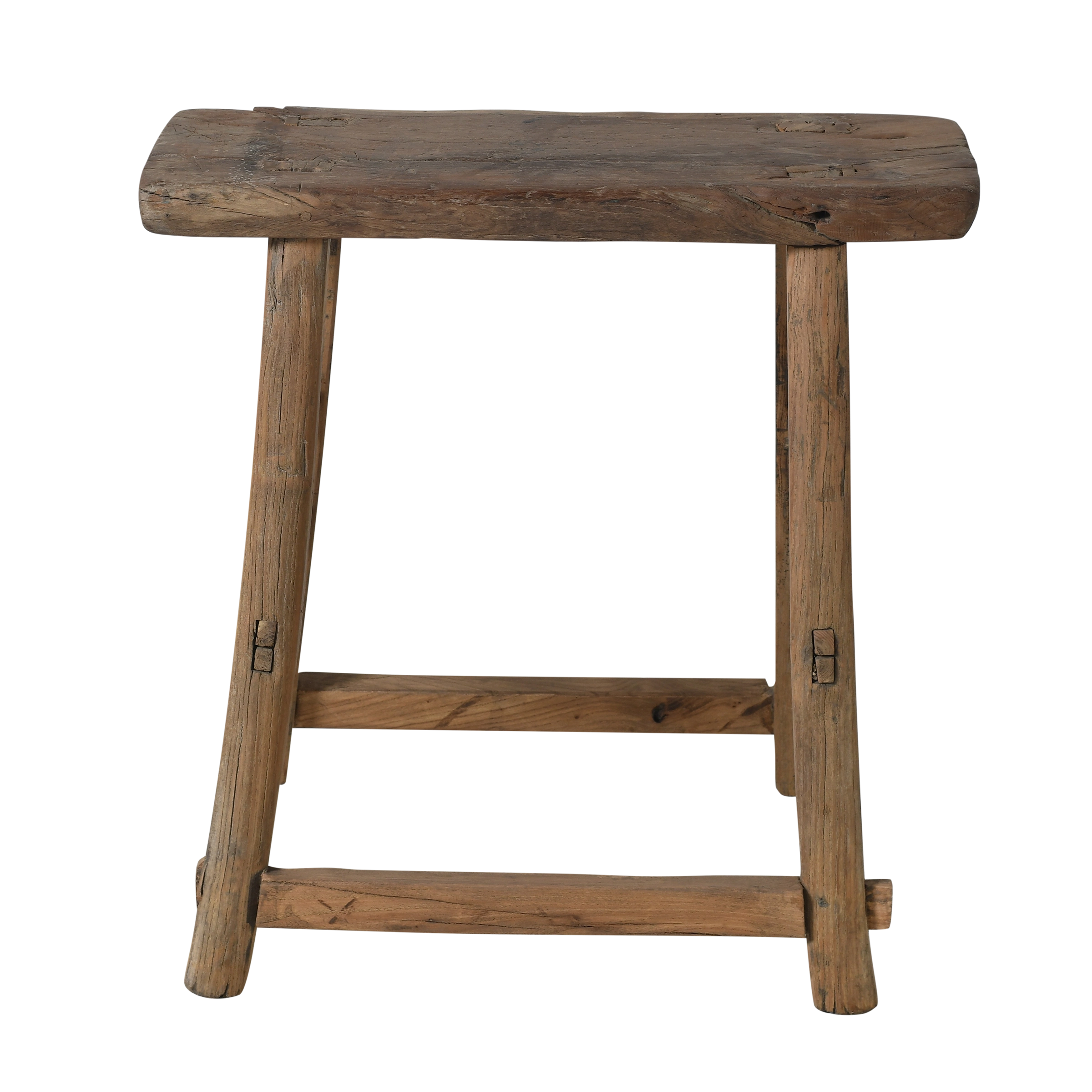 Zin - Tabouret rectangulaire en orme ancien n°1