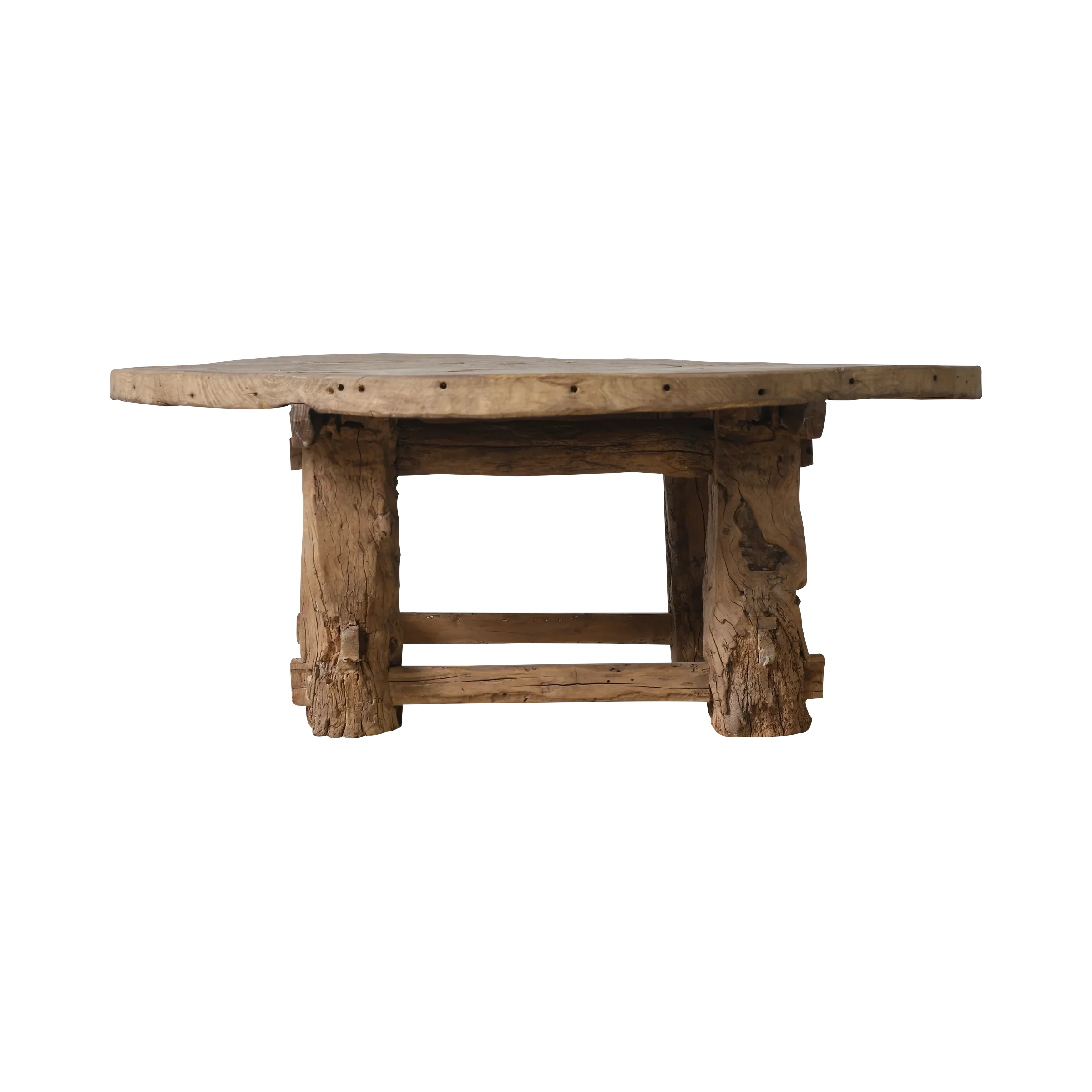 Xianping - Table basse ronde ancienne en orme massif n°2