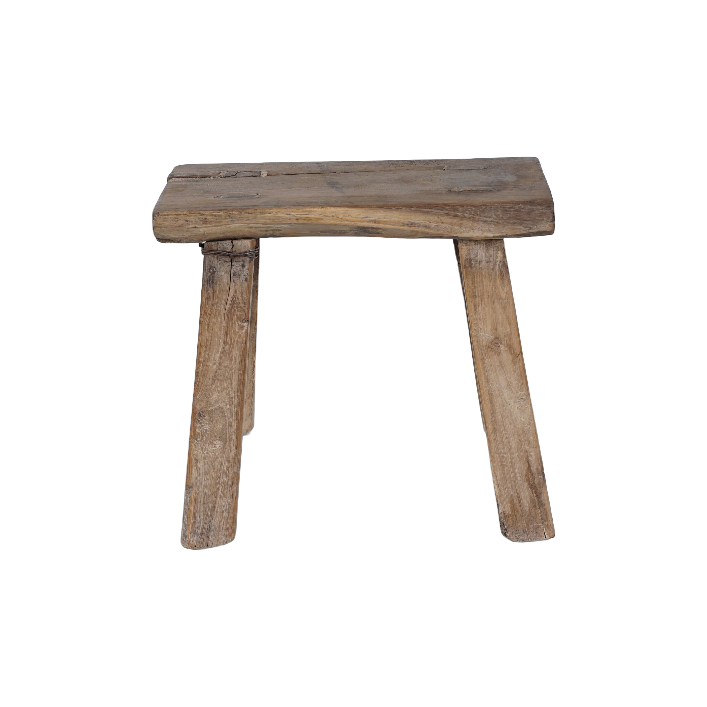 Nuo - Mini tabouret ancien en orme n°1 - vue 2