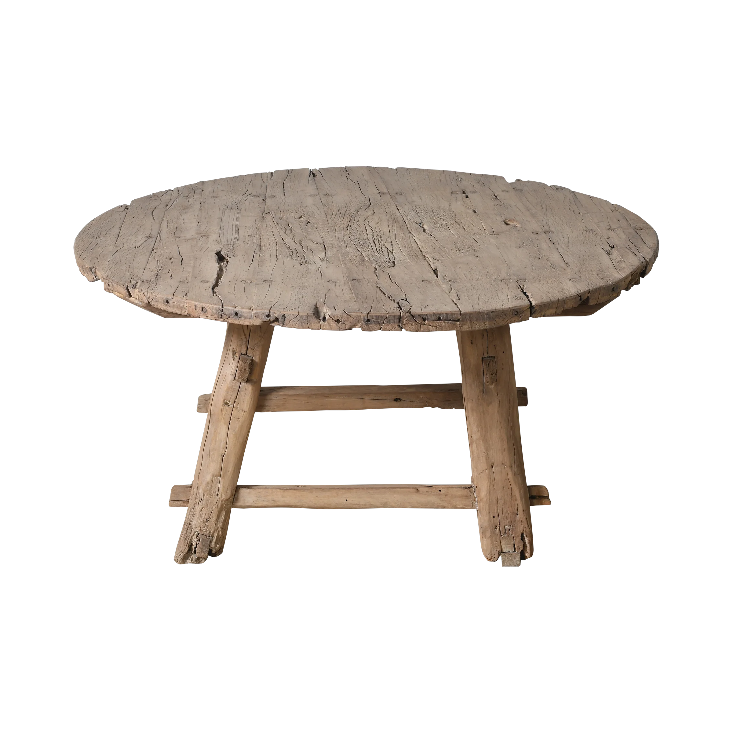 Xianping - Table basse ronde ancienne en orme massif n°1