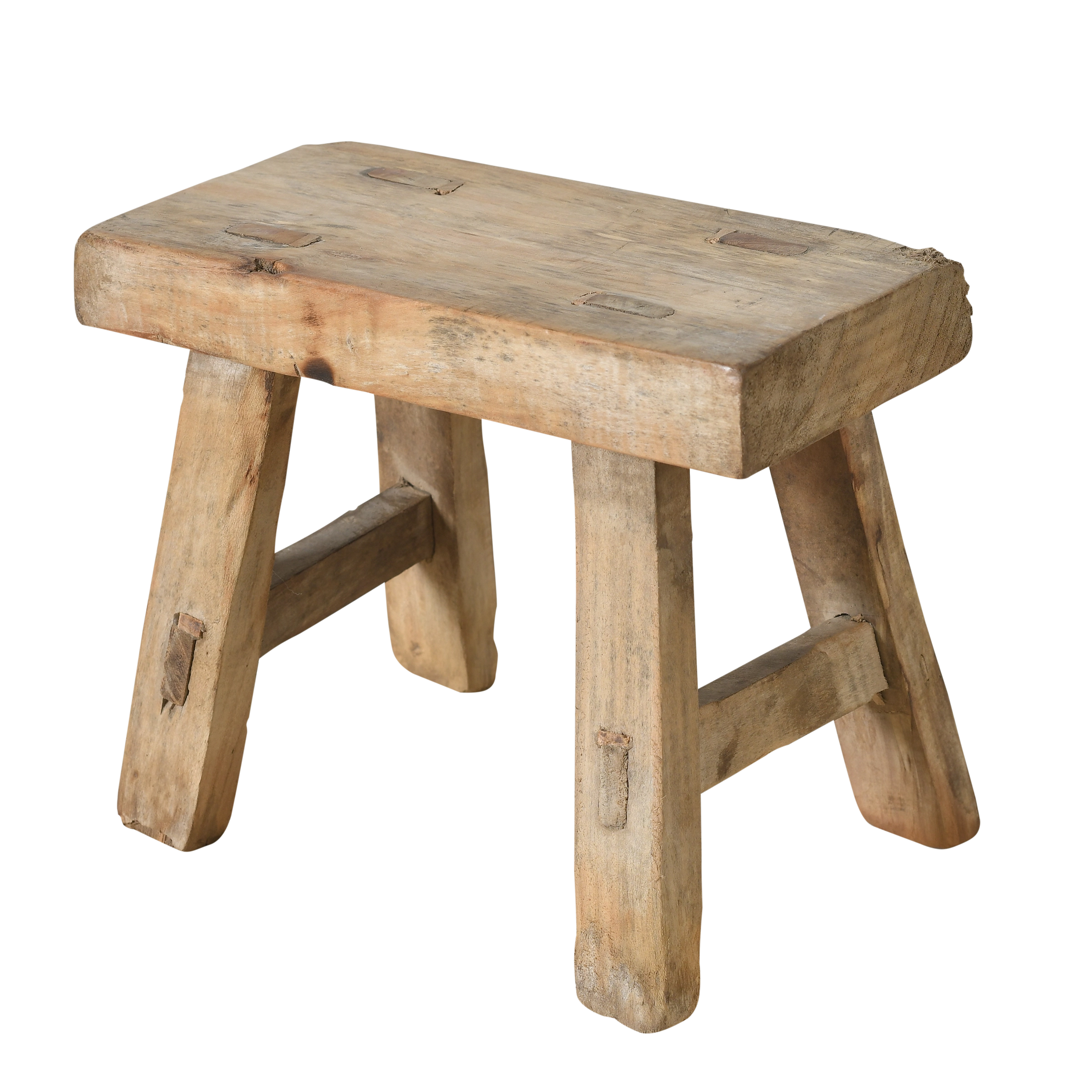 Nuo - Mini tabouret ancien en orme n°31 - vue 2
