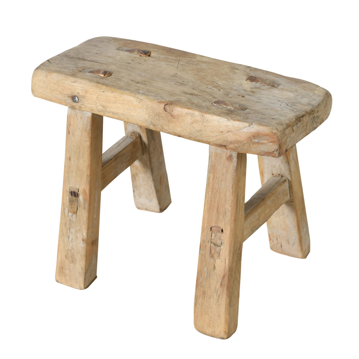 Nuo - Mini tabouret ancien en orme n°30 - vue 2