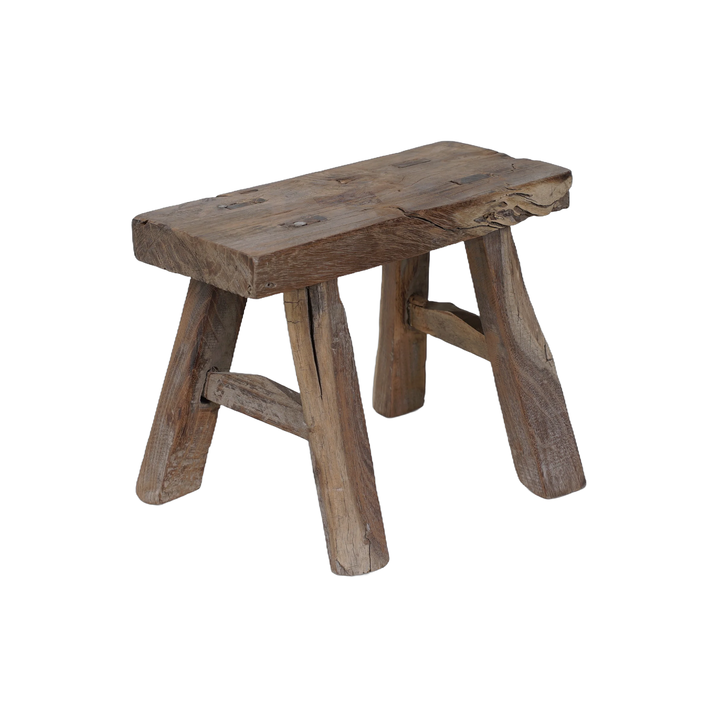Nuo - Mini tabouret ancien en orme n°2 - vue 3