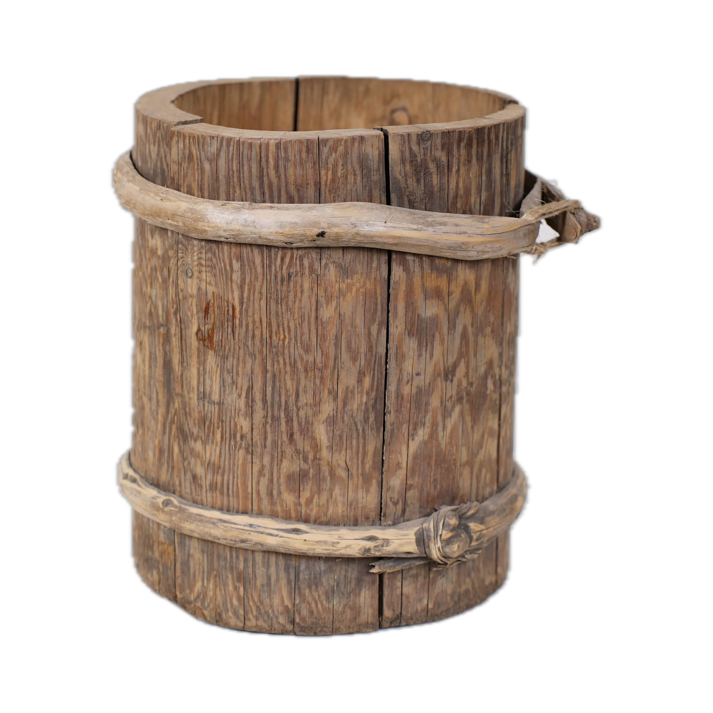 Shilou - Seau ancien en saule et pin n°4 - vue 5