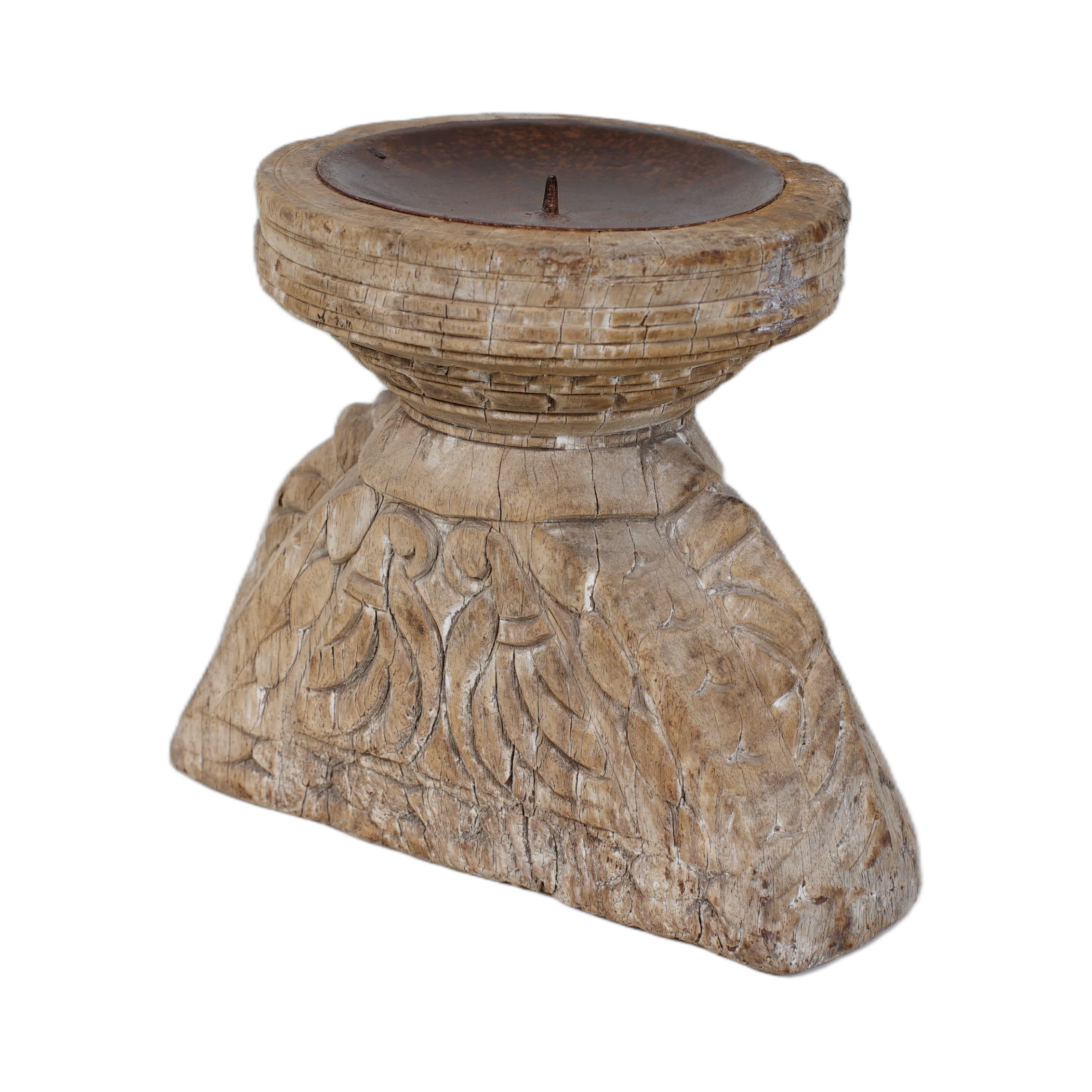 Bijni - Bougeoir en bois ancien n°3 - vue 2