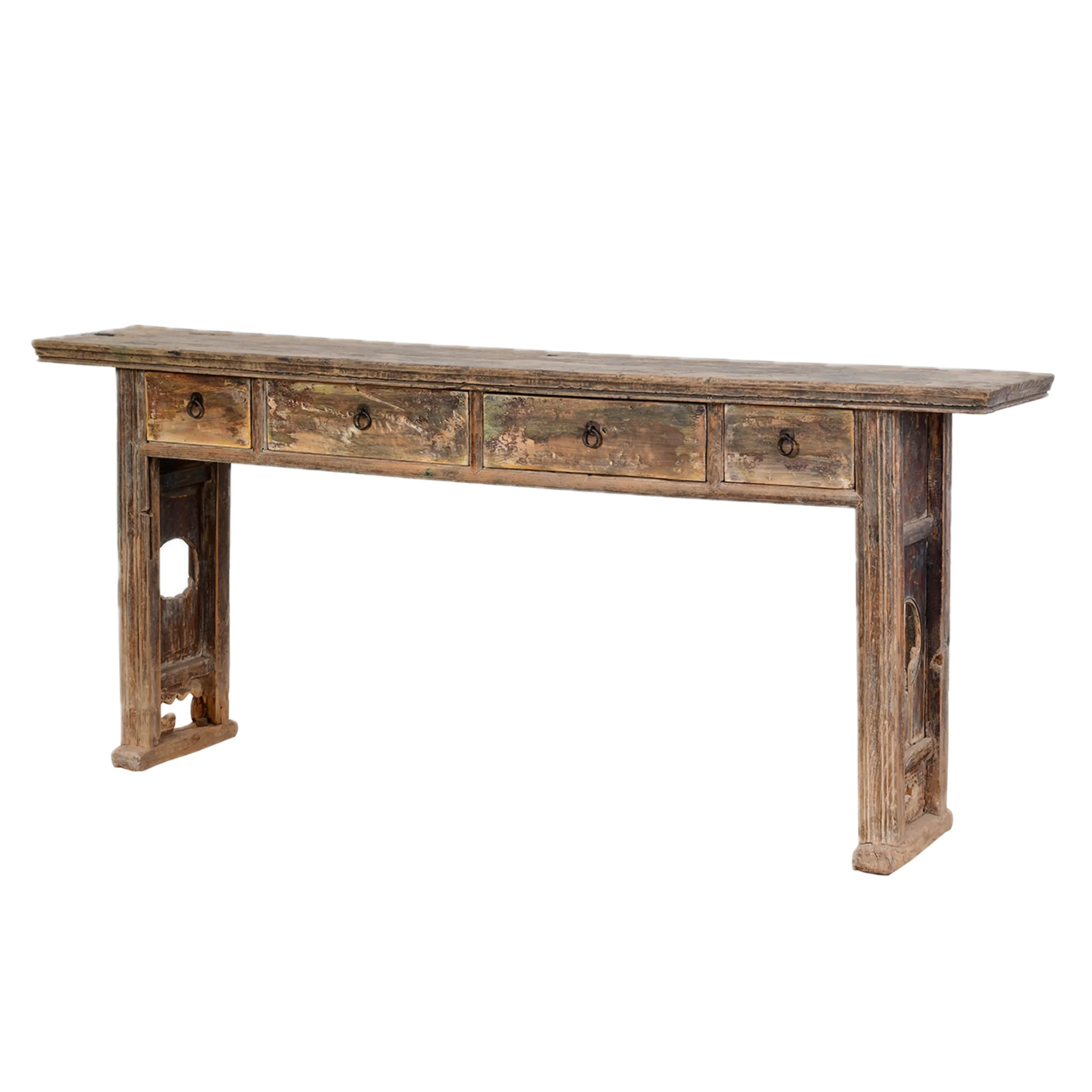 Taian - Ancienne console chinoise en orme à tiroirs