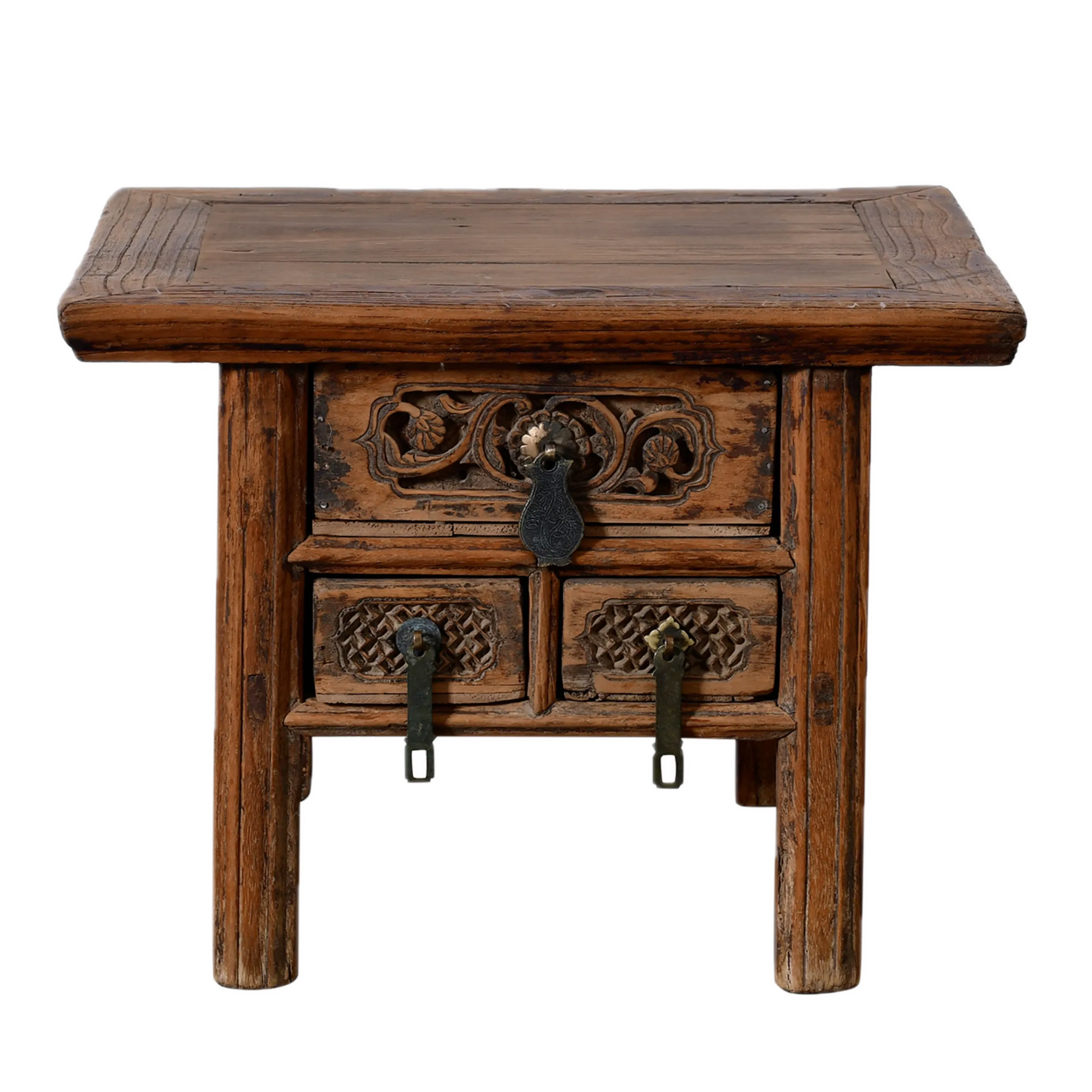 Linyi – Table de chevet chinoise en orme ancien n°2