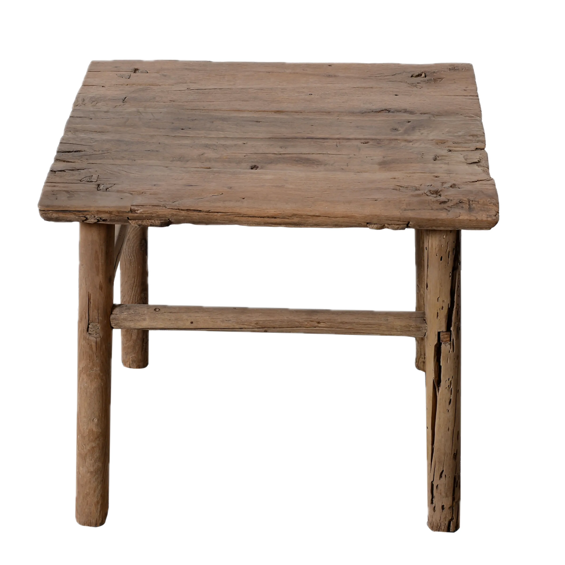 Jining – Table basse carrée ancienne en orme massif