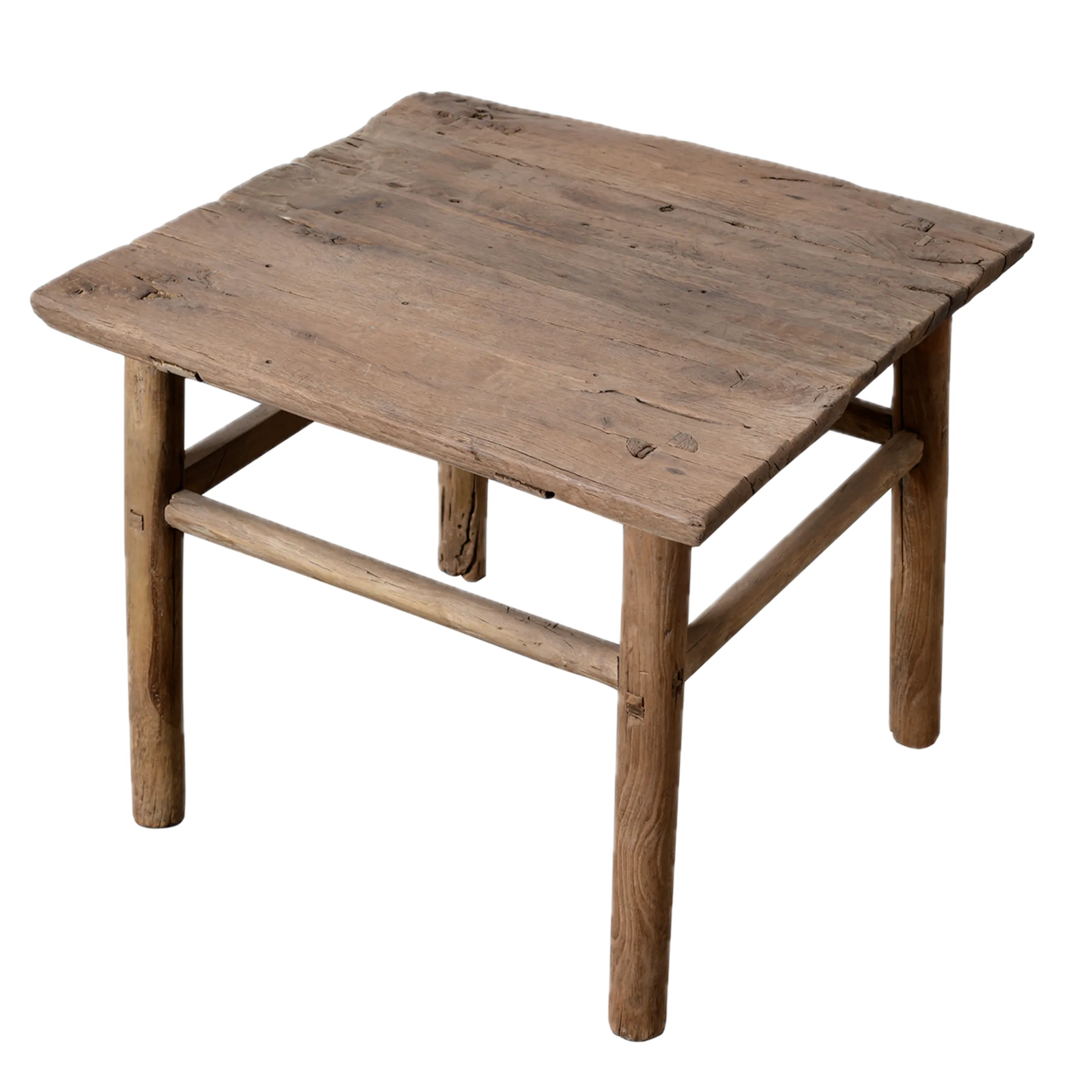 Jining – Table basse carrée ancienne en orme massif