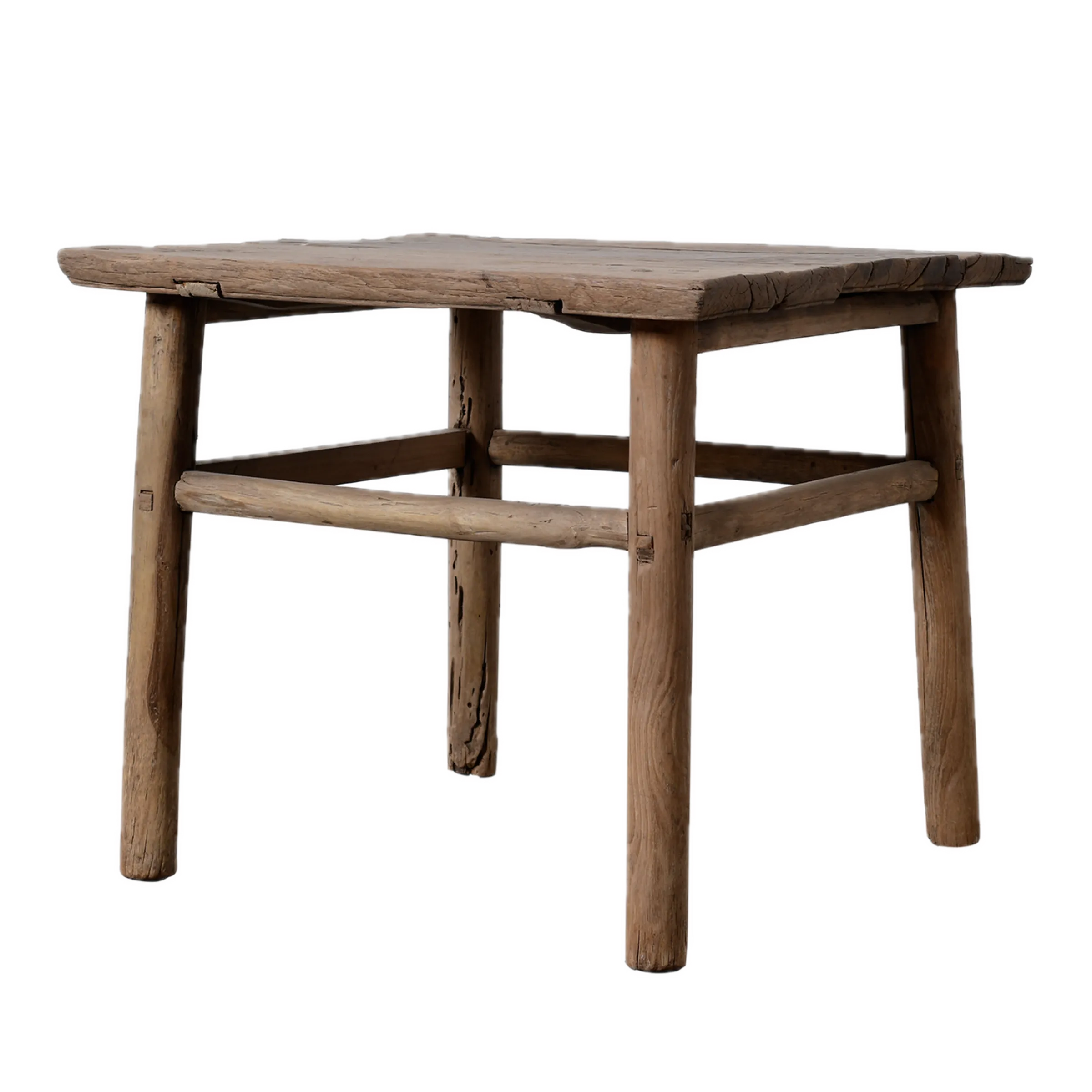 Jining – Table basse carrée ancienne en orme massif
