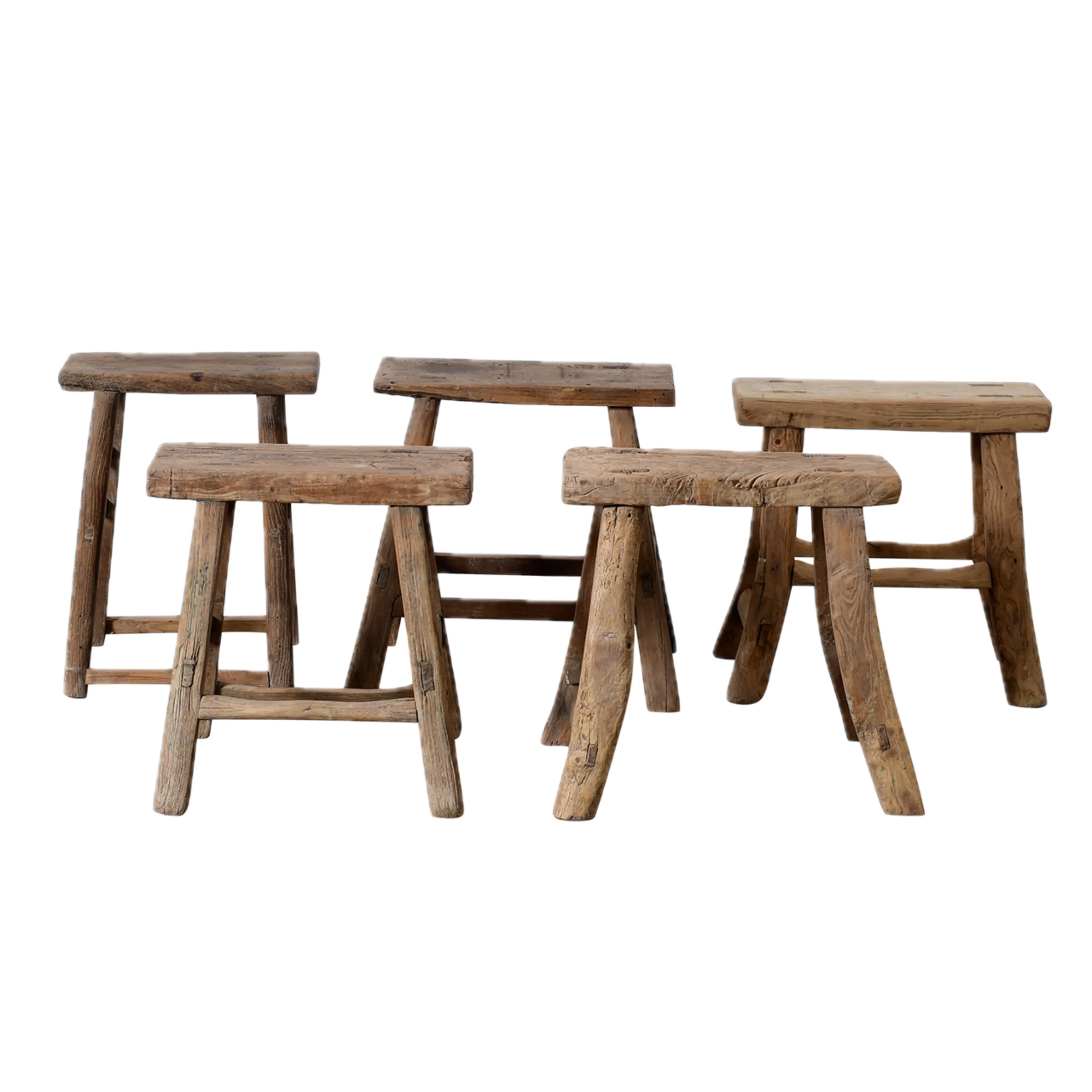 Zao - Tabouret rectangulaire en orme ancien n°2