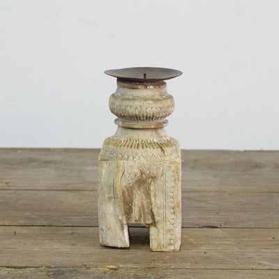 MoMABATTI - Indian sculpted light wooden candlestick nº1