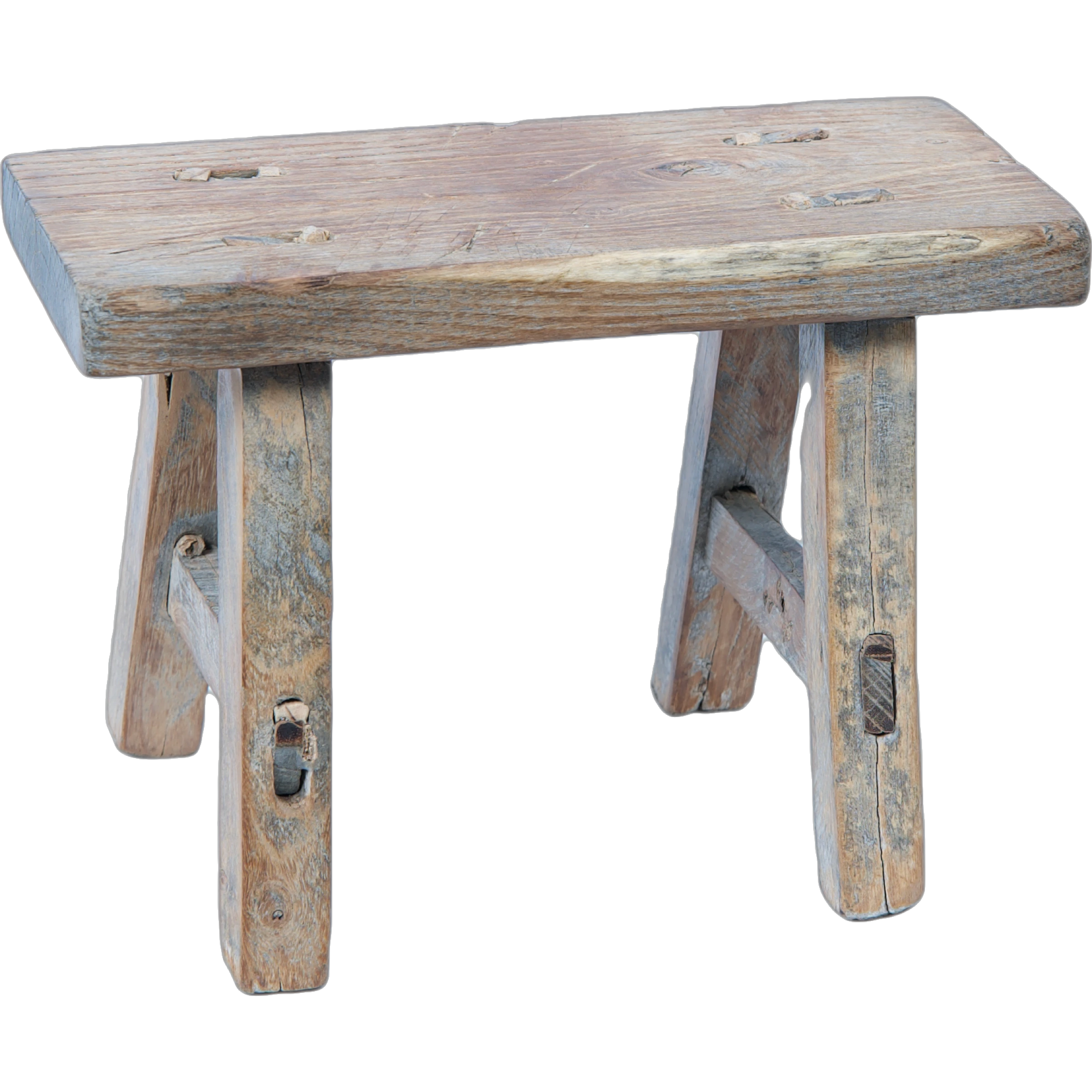Nuo - Mini tabouret ancien en orme n°91