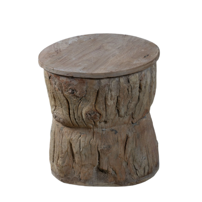 Okhli - Tabouret ancien sculpté en bois n°12