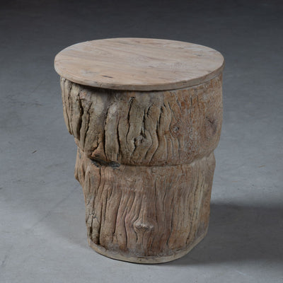 Okhli - Tabouret ancien sculpté en bois n°12