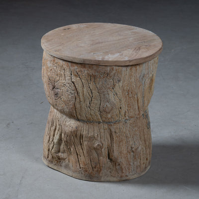 Okhli - Tabouret ancien sculpté en bois n°12