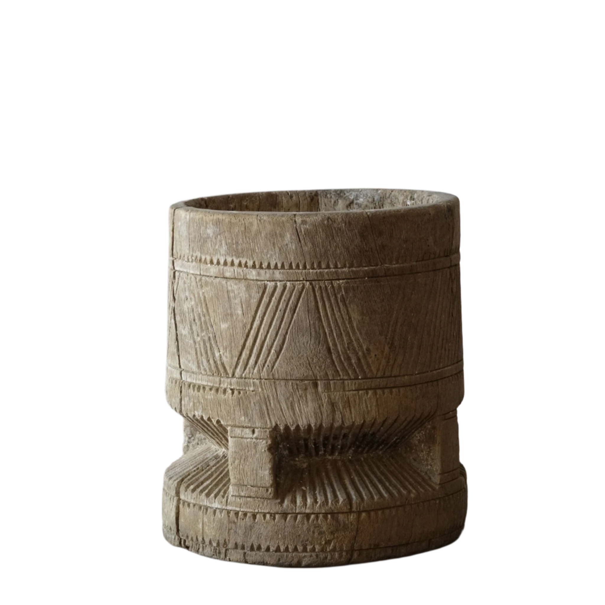 Okhli - Pot ancien sculpté en bois n°11
