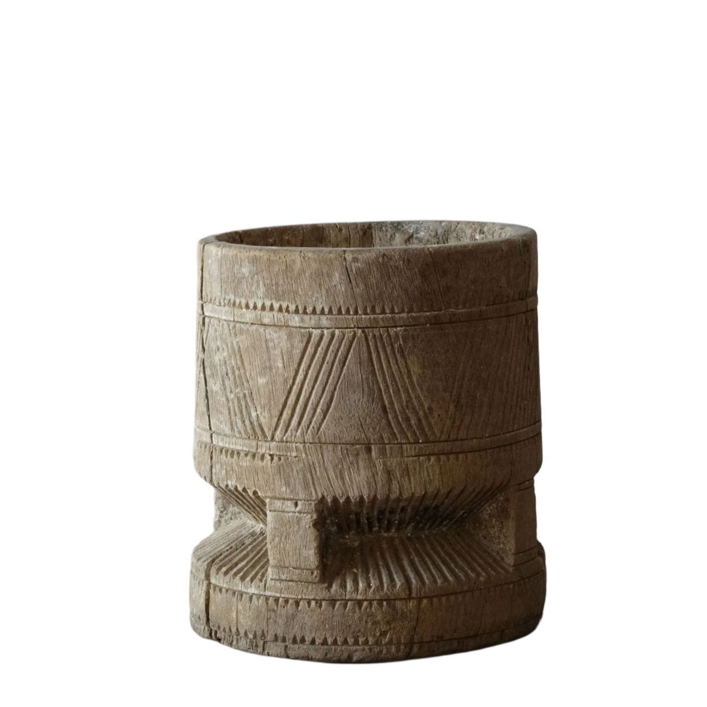 Okhli - Pot ancien sculpté en bois n°11