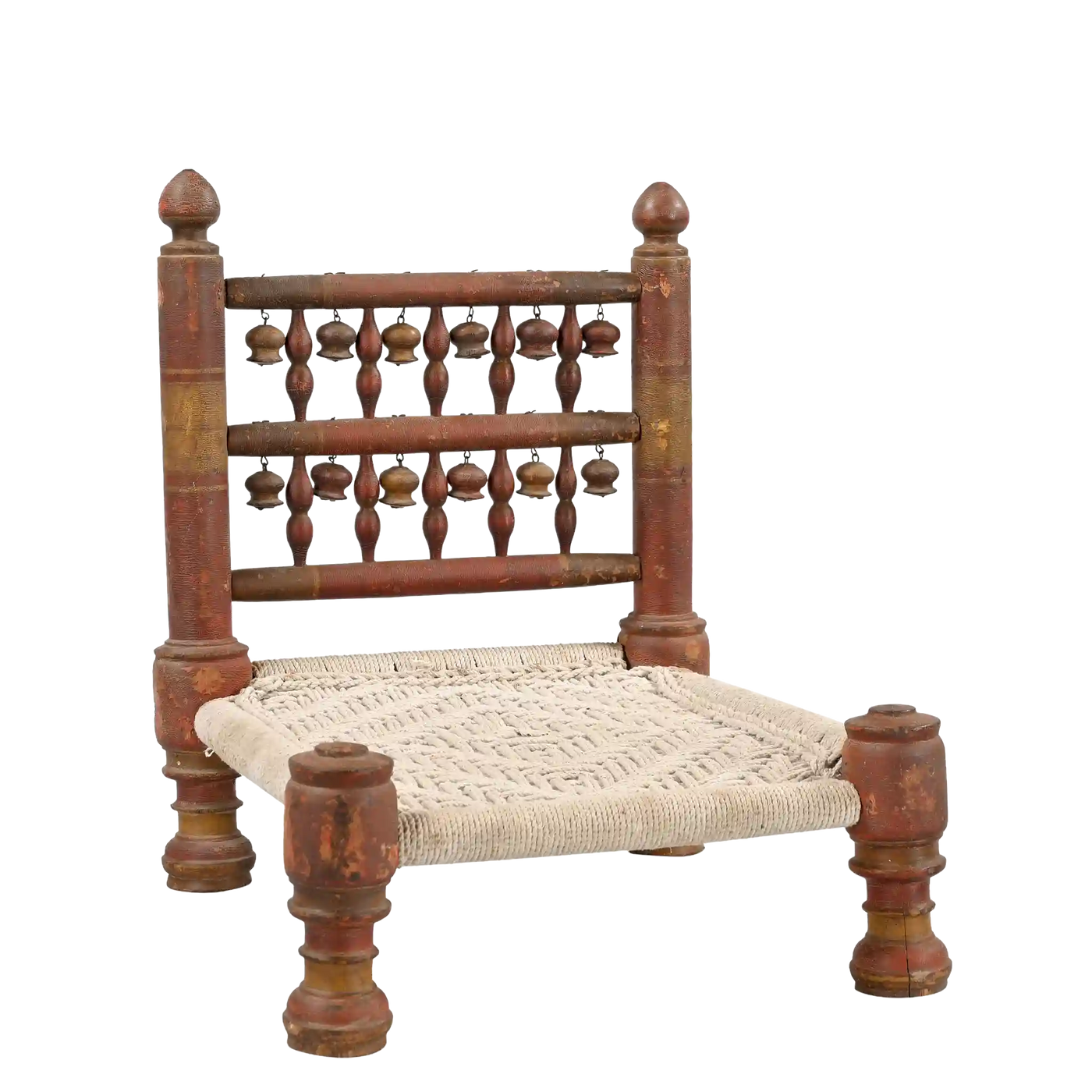 Pidha - Traditional Wooden Chair Turned and Rope N ° 3