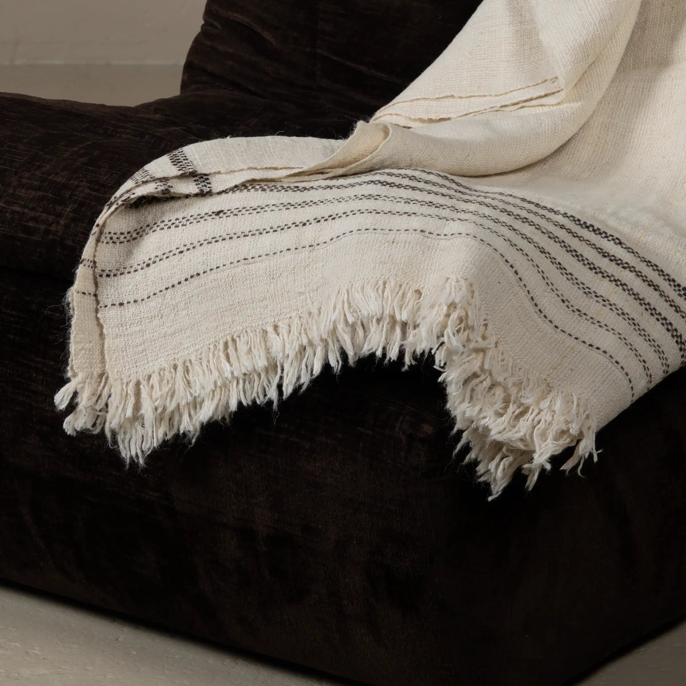 Achkan - Plaid en laine et coton tissé à la main