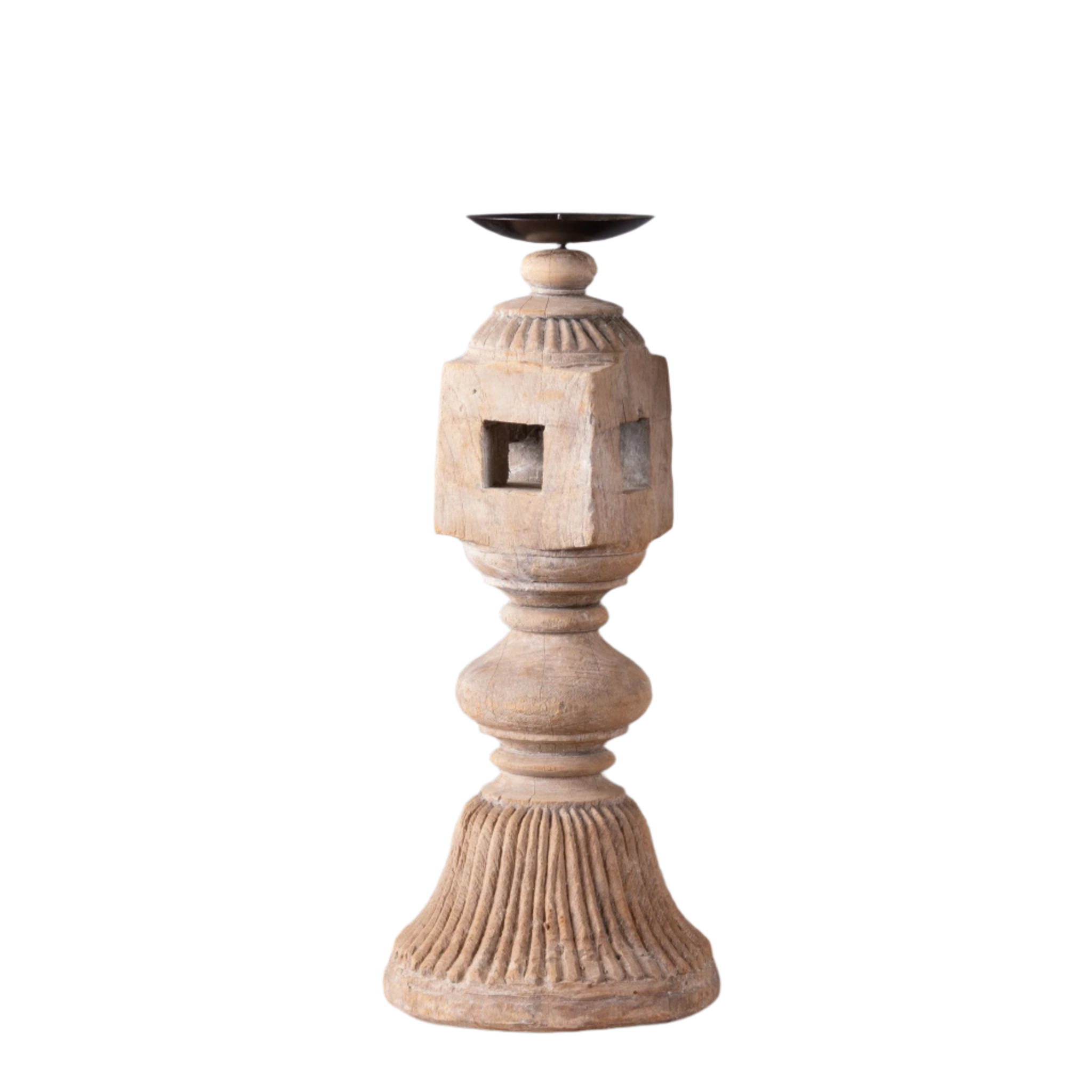 Savli - Bougeoir en bois sculpté nº2