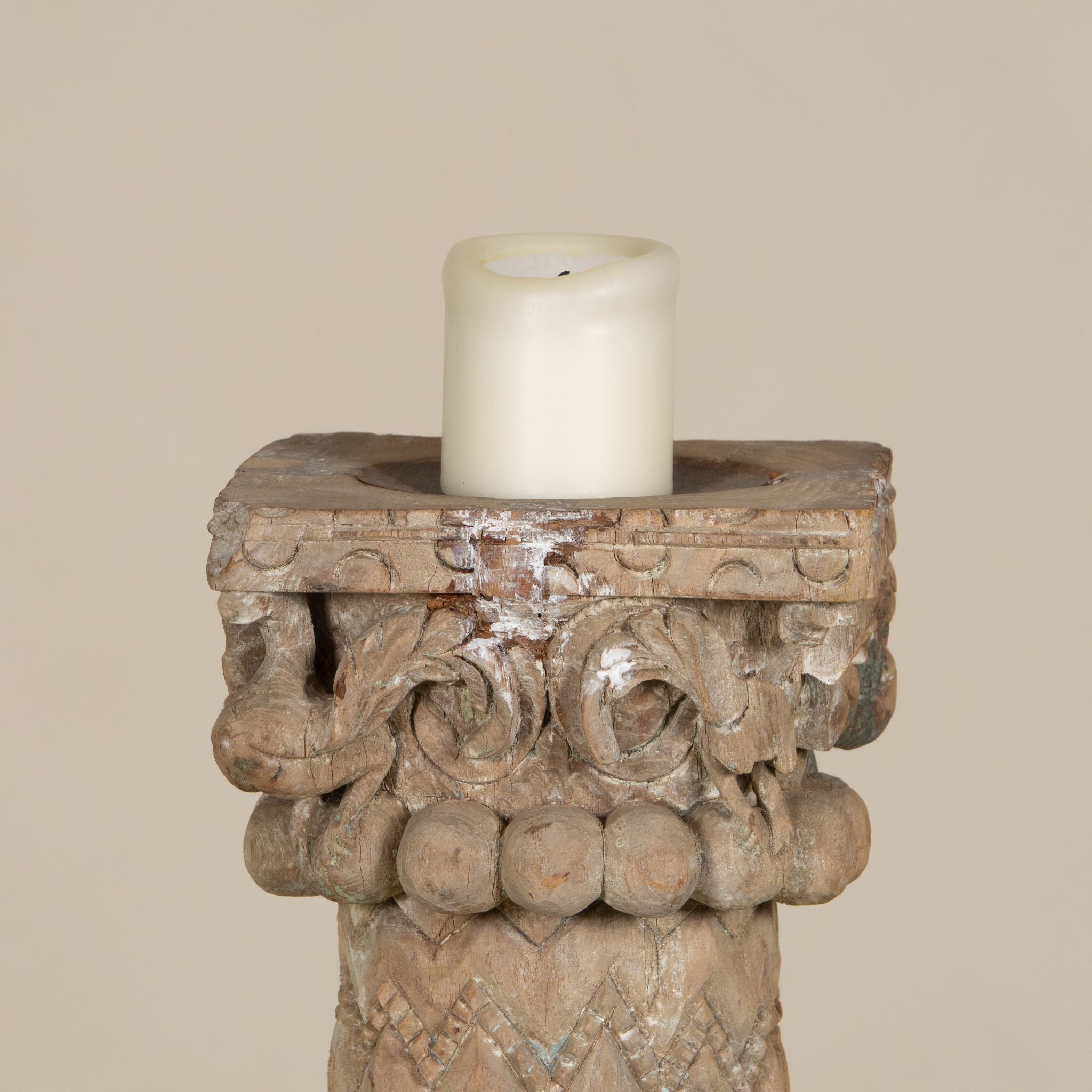 Stambh - Indian wooden candle holder n ° 8
