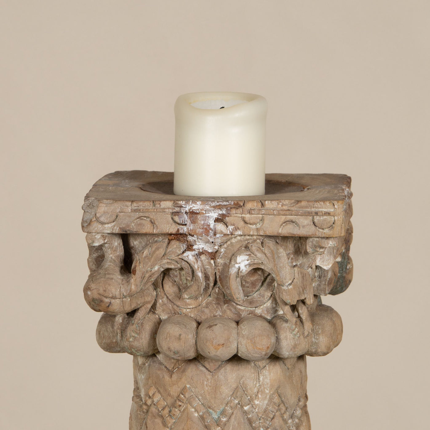 Stambh - Indian wooden candle holder n ° 8